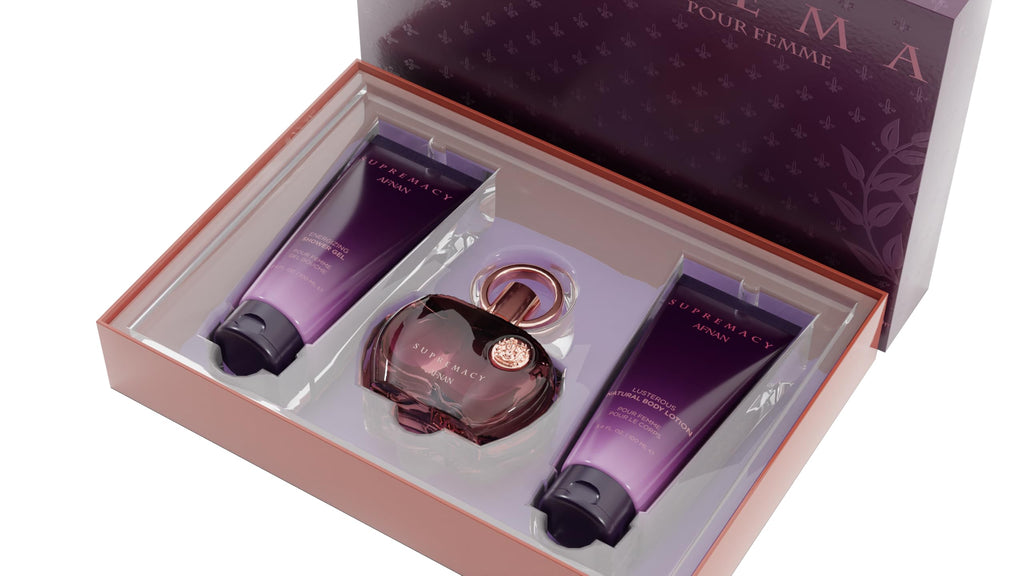 Afnan Supremacy Purple Perfume Gift Set – Eau De Perfume + Body Lotion + Shower Gel