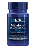 Life Extension Melatonin 6 Hour Timed Release, 750 mcg, Extended-Release Formula for Gentle Sleep Support, Healthy circadian Rhythms, Cellular Defense, Gluten-Free, Non-GMO, Vegetarian, 60 Tablets