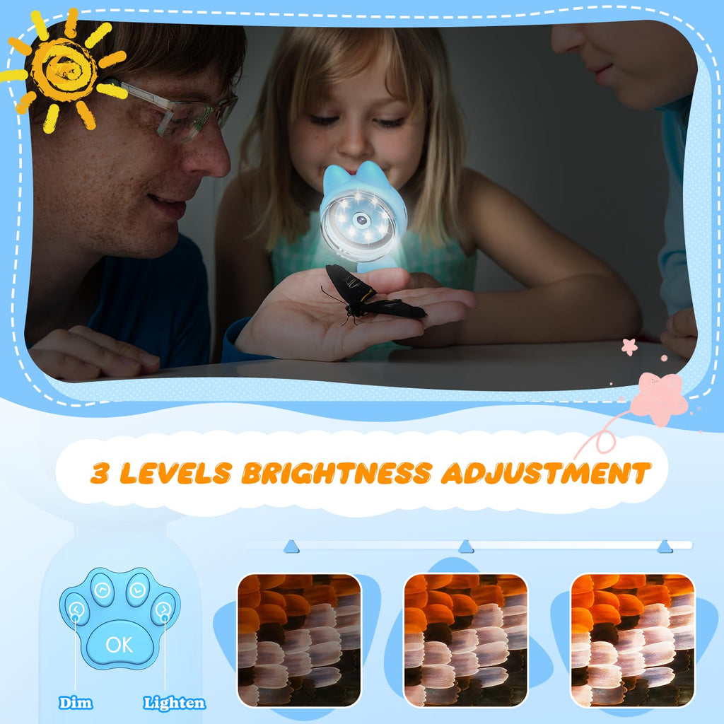 Leipan Magnifying Glass for Kids, 100X 2 LCD Scrren Handheld Microscope