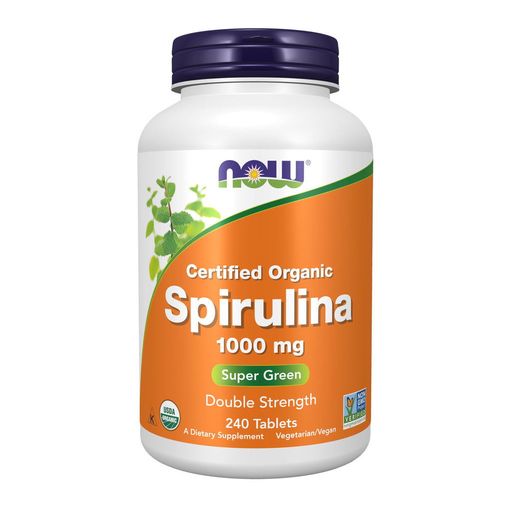Now Supplements, Organic, Spirulina 1,000 mg, Double Strength, 240 Tabs
