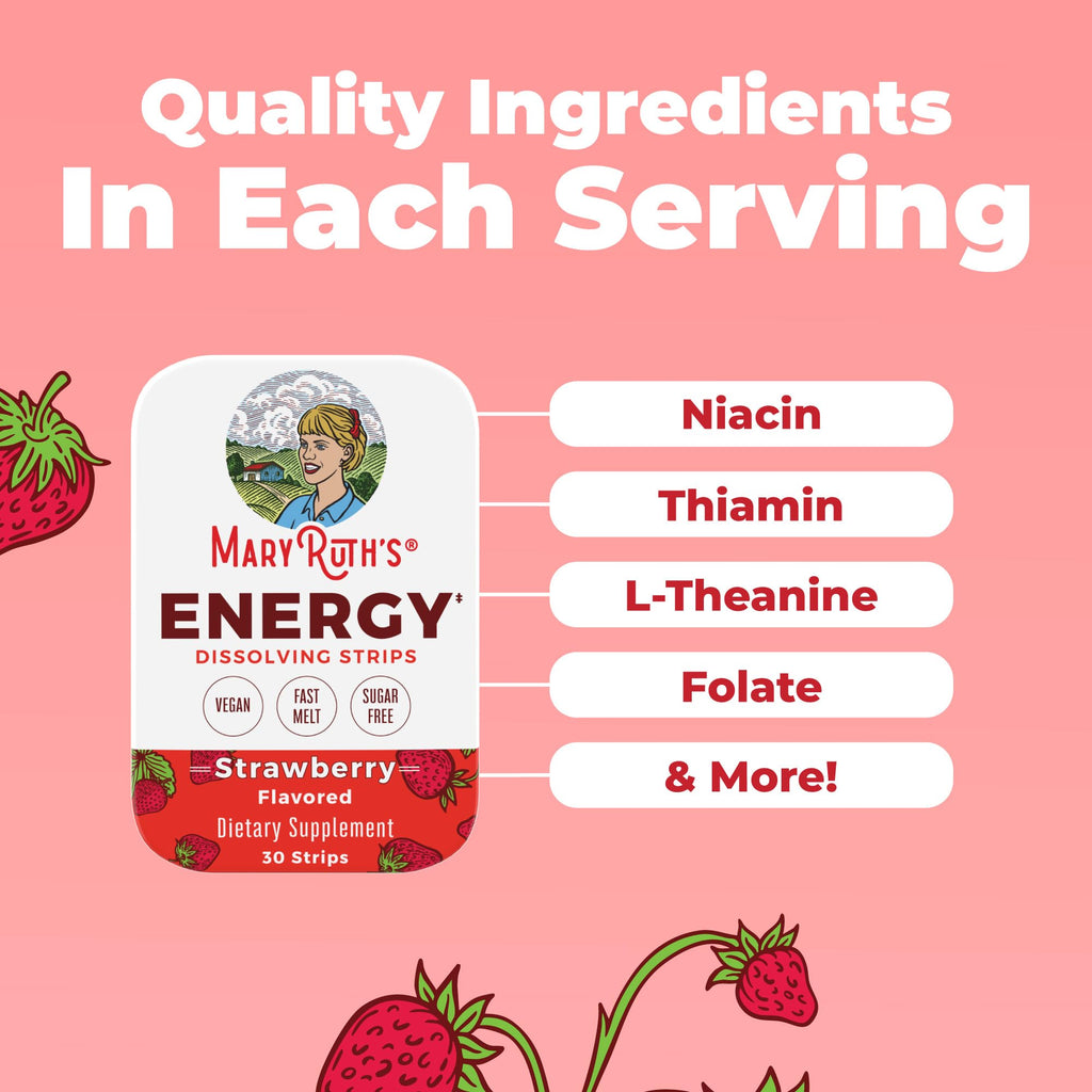 MaryRuth's Energy Dissolving Strips, B Vitamin Complex, 30 Count, Vegan