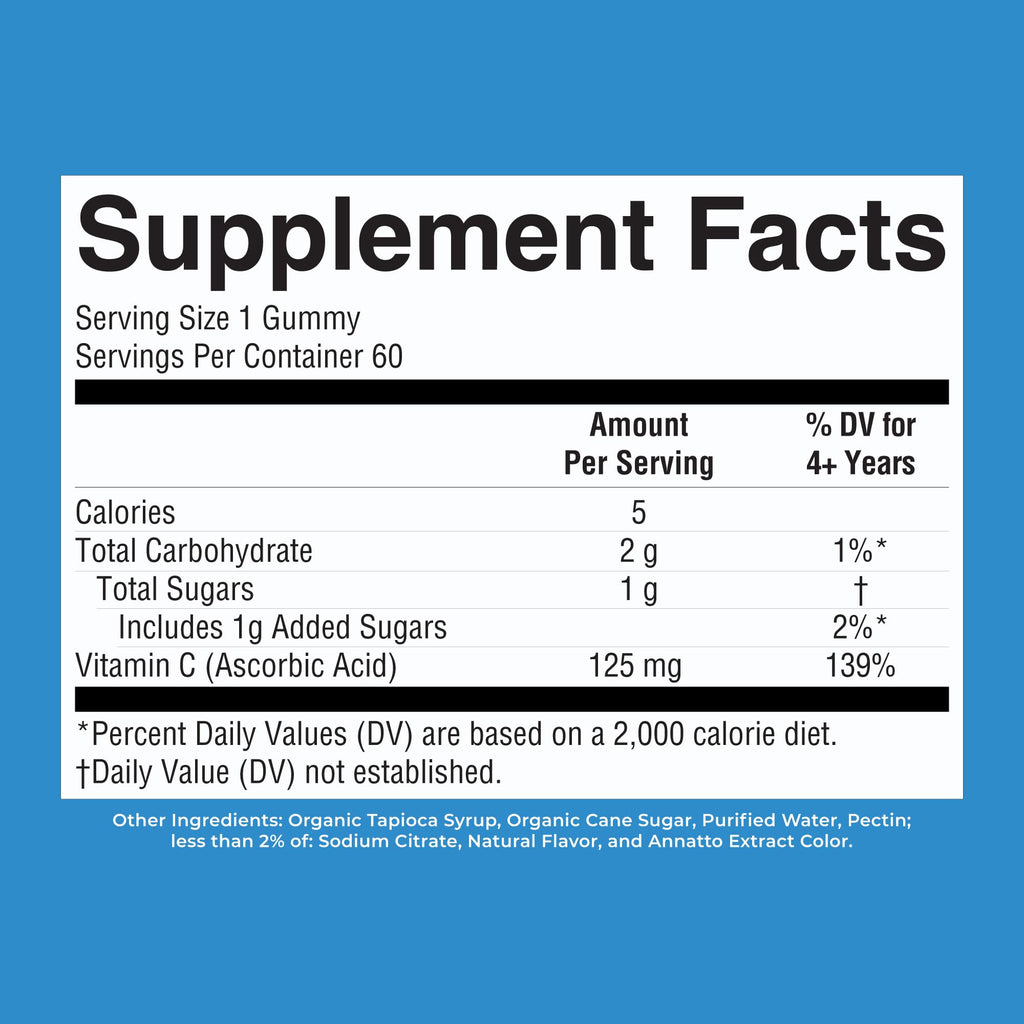 MARYRUTH'S Vitamin C Gummies for Adults&Kids, Orange, 60 ct, 2-Month Supply