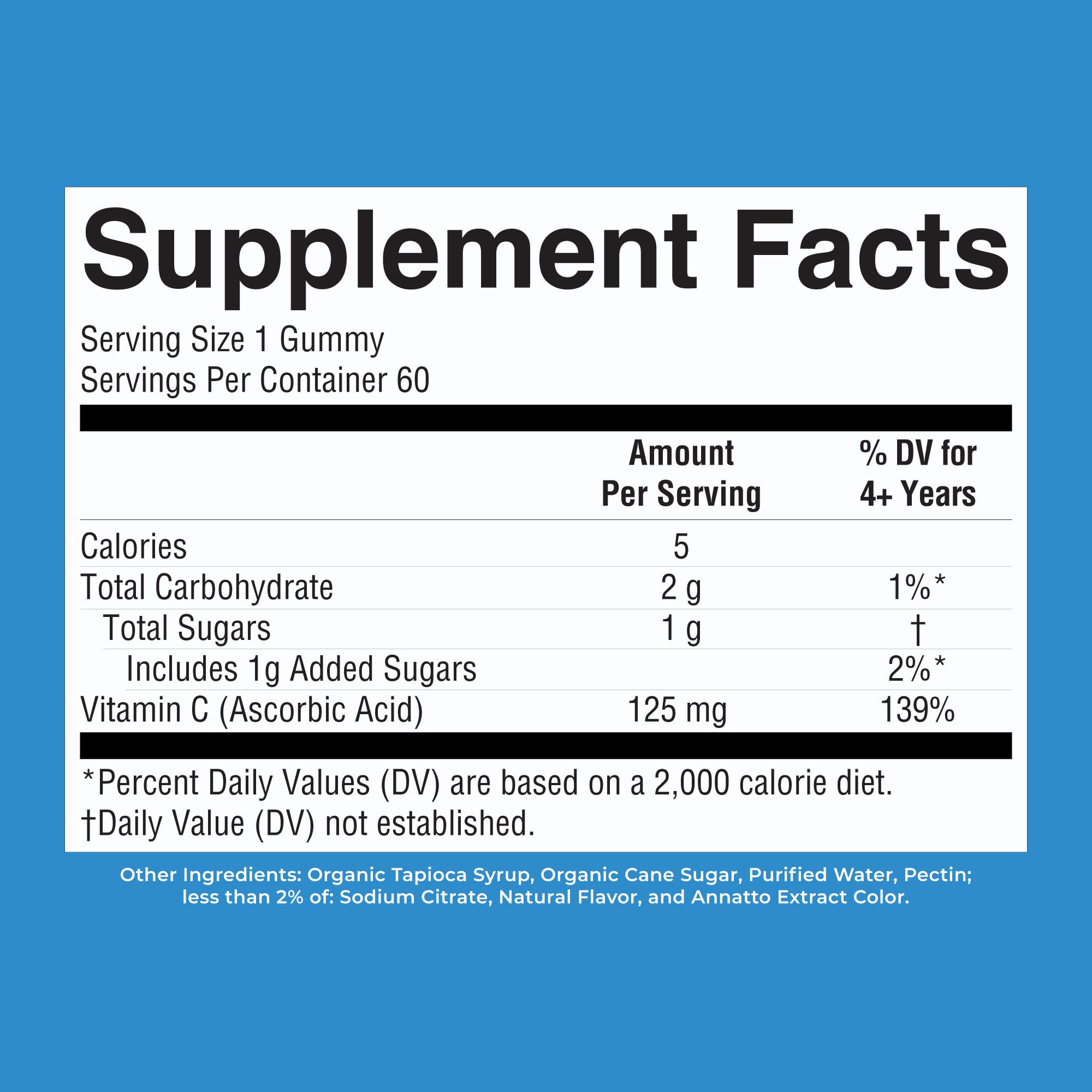 MARYRUTH'S Vitamin C Gummies for Adults&Kids, Orange, 60 ct, 2-Month Supply