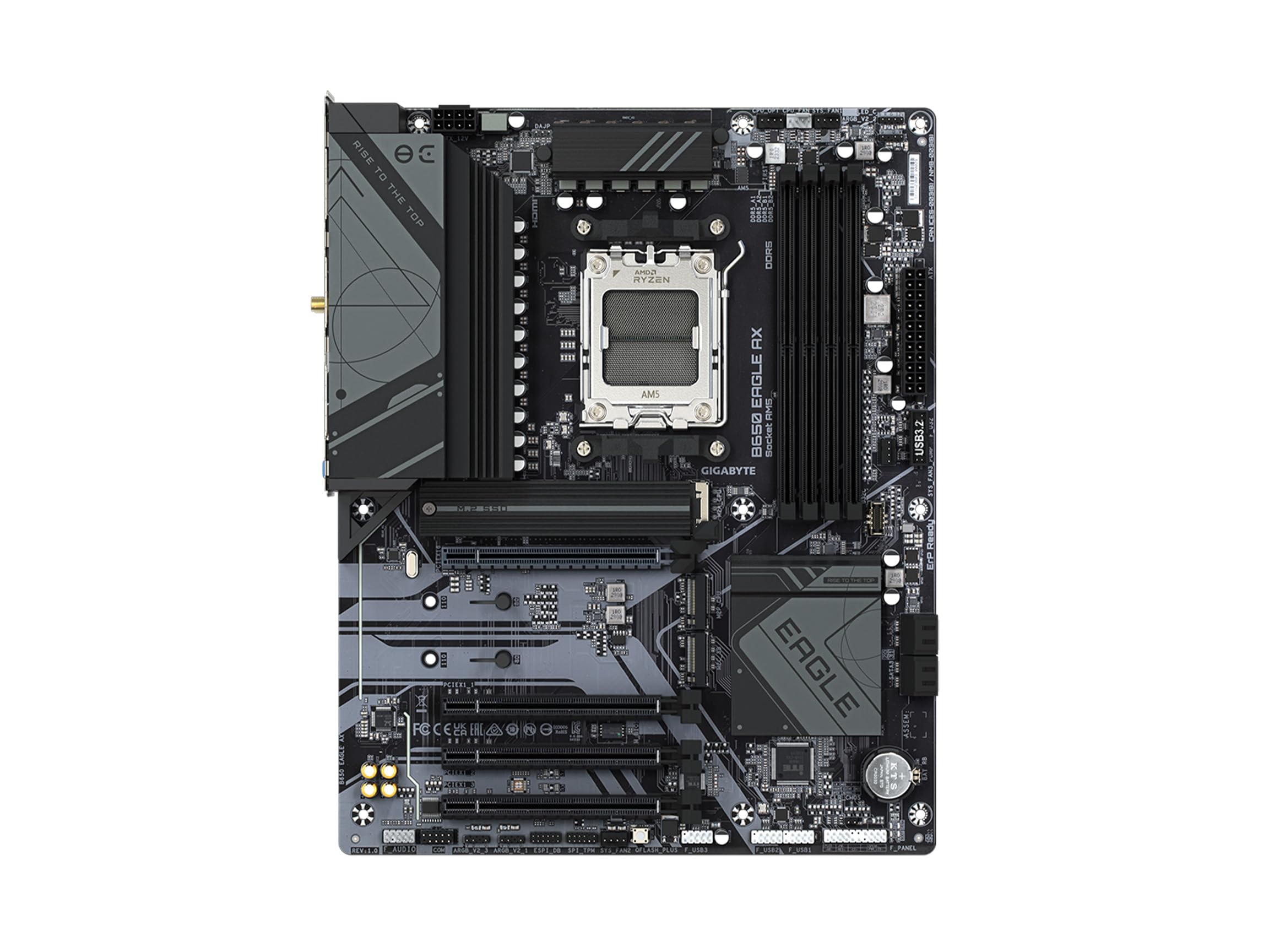 GIGABYTE B650 Eagle AX AM5 LGA 1718 ATX Motherboard, DDR5, Triple M.2 Slots (1x PCIe 5.0, 2X PCIe 4.0), USB 3.2 Gen2x2 Type-C, WiFi 6E, Realtek GbE LAN