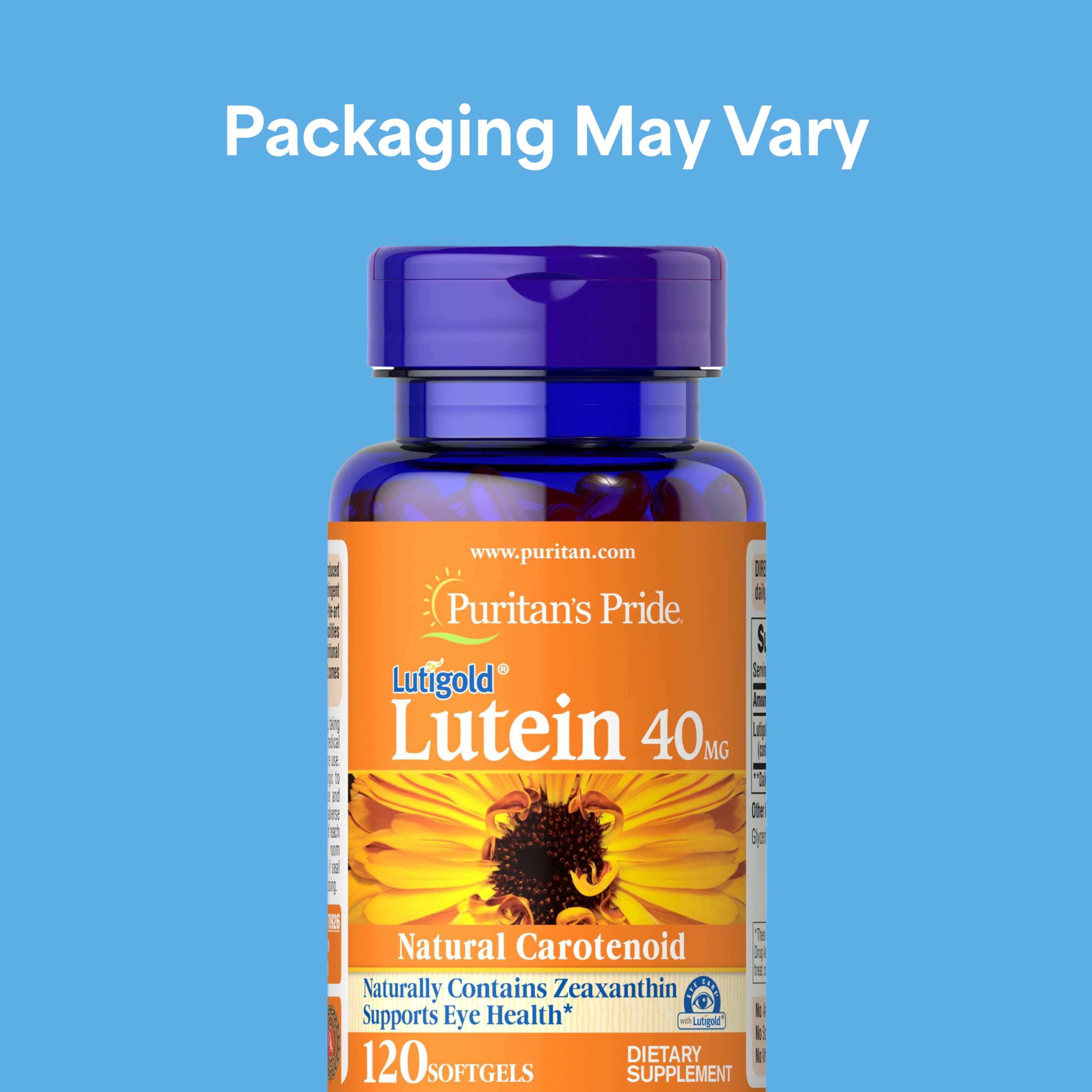 Puritan's Pride Premium Lutigold™ Lutein Carotenoid 40mg with Zeaxanthin for Men and Women, Dietary Supplement for Eye Health Support, 8 Month Supply, 120 Easy-to-Swallow Softgels