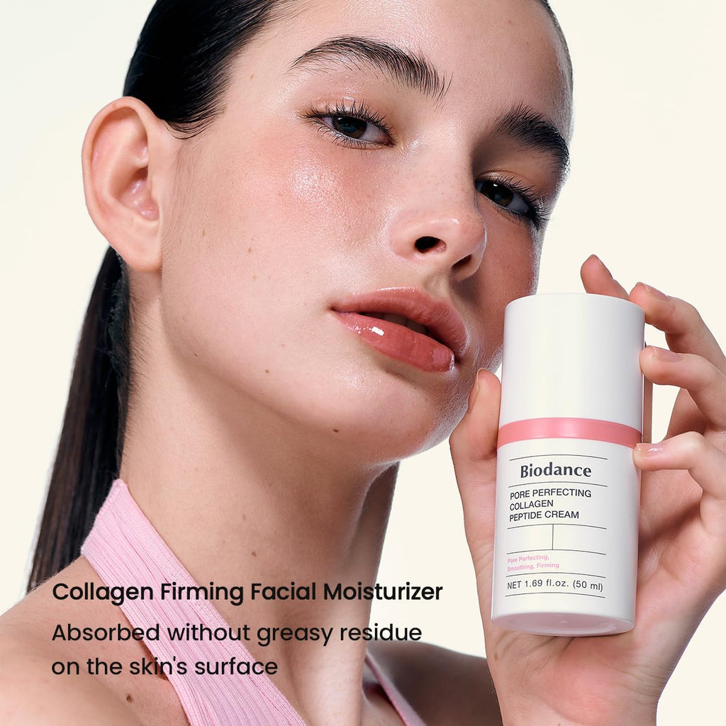 BIODANCE Collagen Glass Skin Duo: Collagen Real Deep Mask & Pore Perfecting Peptide Cream Bundle for Plumping Hydration, Firming, Korean Skin Care, Skin Care Set
