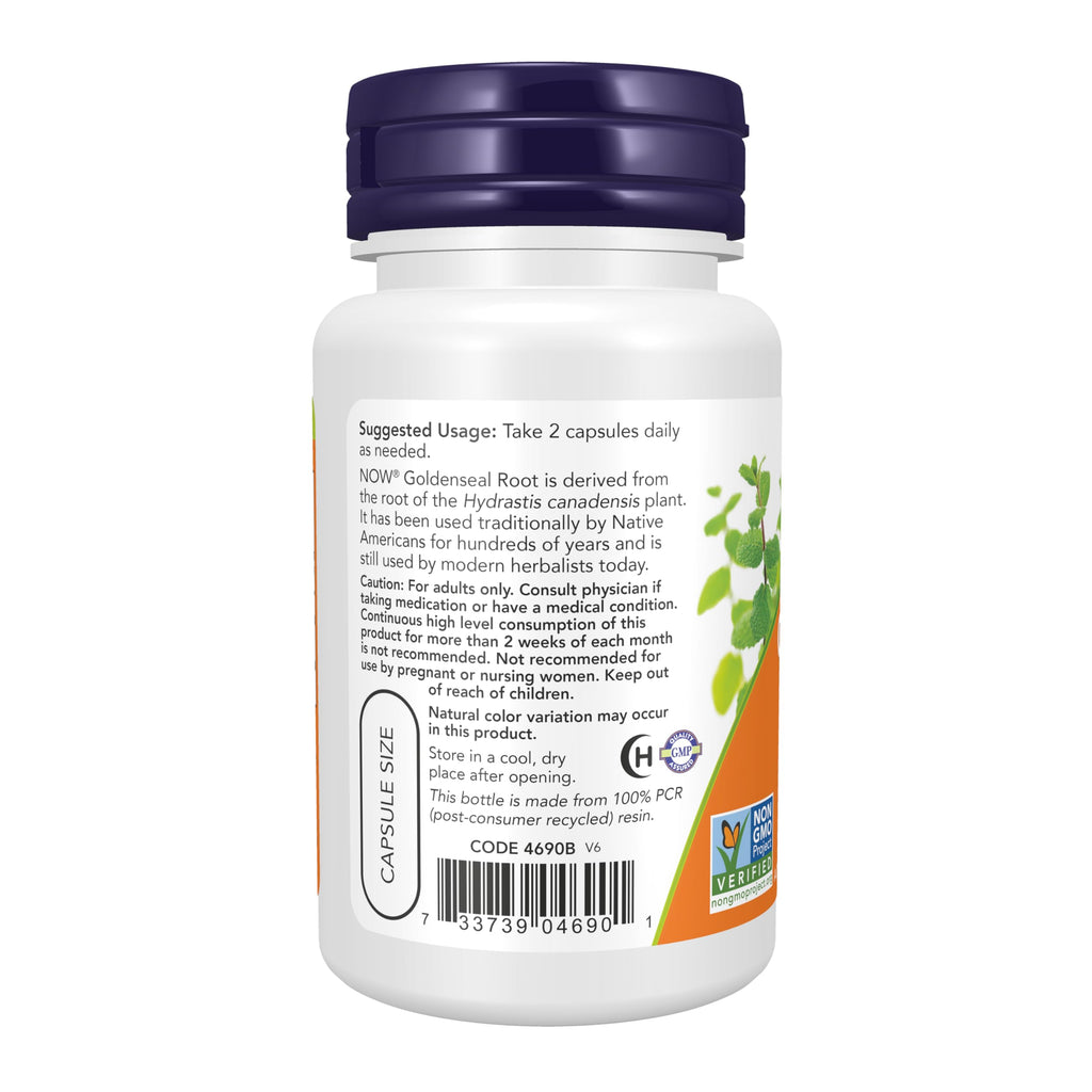 NOW Supplements, Goldenseal Root (Hydrastis canadensis) 500 mg, Herbal Supplement, 50 Veg Capsules