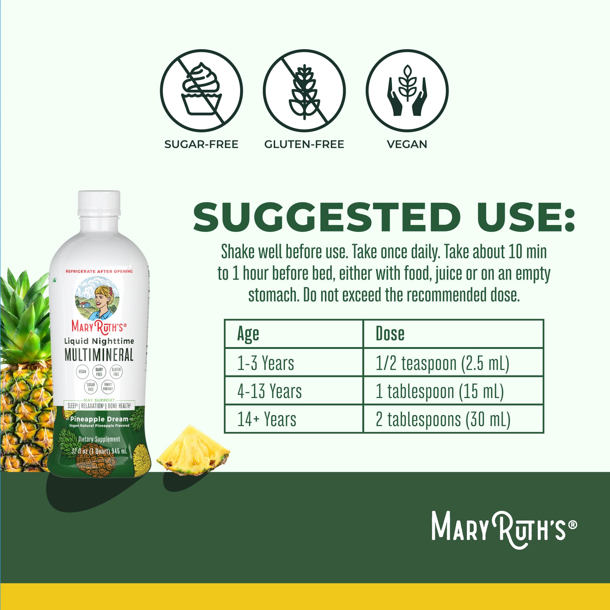 MARYRUTH'S Liquid Morning Multivitamin (Strawberry) & Liquid Nighttime Multimineral (Pineapple) | Clean Label Project Verified® | Vitamins & Magnesium for Energy, Bedtime, & Overall Health | Vegan