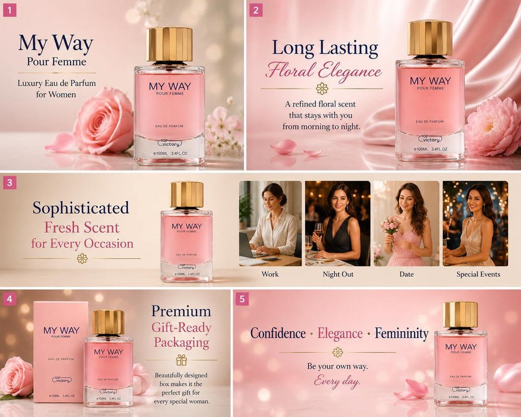 TOP victory My Way Pour Femme Eau de Parfum, Floral Scent, Long Lasting Luxury Fragrance for Women, 3.4 Fl Oz