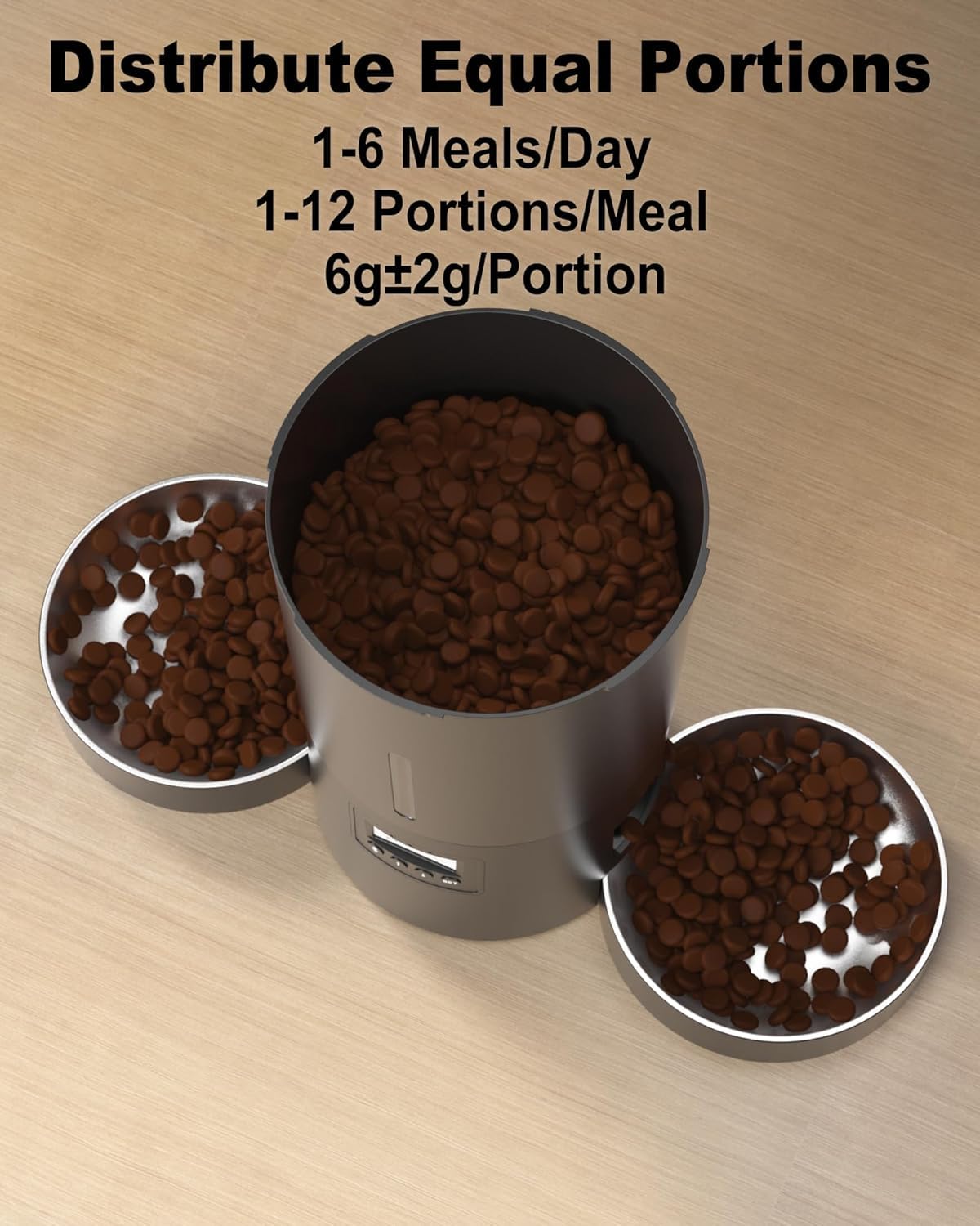 Dual Automatic Cat Feeder 2 Cats, 4.2L Dry Food Auto Dispenser with Double Stainless Steel Bowls,Dual Power Supply,Programmable Portion Control,10s Voice Recorder(Black)