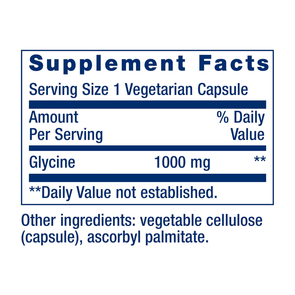Life Extension Glycine, 1000 mg, Amino Acid that Promotes Healthy Sleep, Gluten-Free, Non-GMO, Vegetarian, 100 Capsules (Pack of 2)