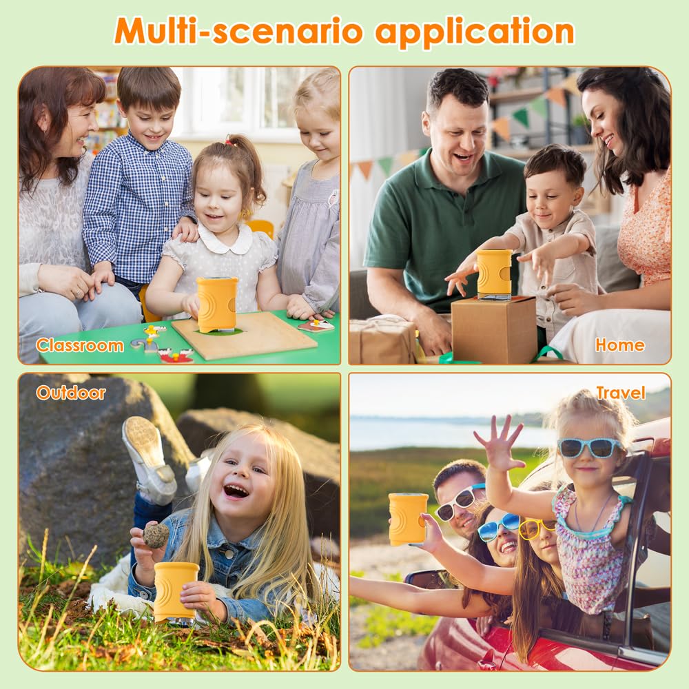 Temodu Kids Microscope 2.0" Screen 1000X Digital Microscope for Kids, Mini Pocket Handheld Microscopes for Children Birthday Festival Gift, Science Education Fun Toys for Boys Girls Ages 4-12 (Yellow)
