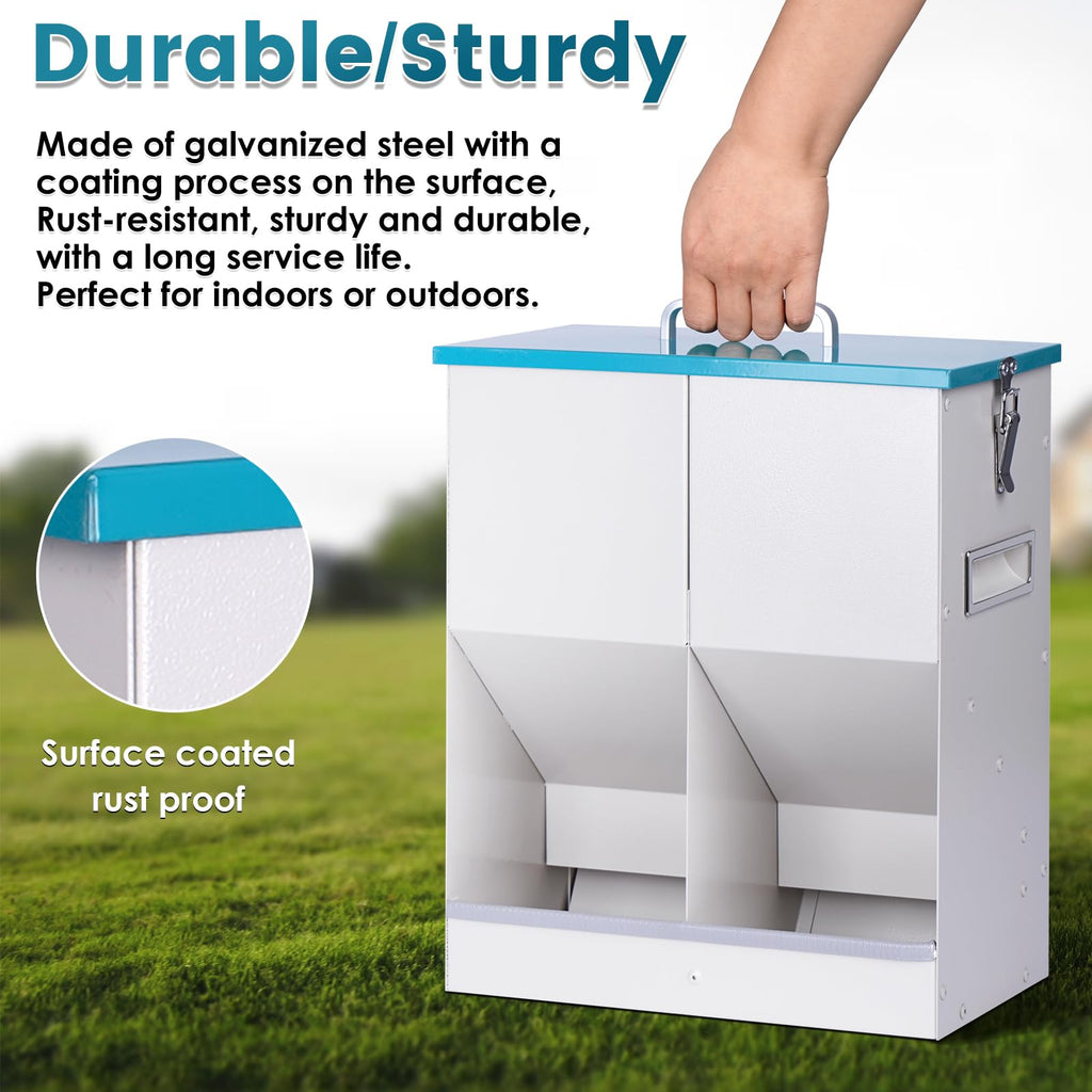 KHEARPSL Automatic Cat Feeder for 2 Cat, 42cups/10L Automatic Pet Feeder for Dogs and Cats, Multiple Cats Feeder Outdoor Large Capacity Galvanized Steel Gravity Pet Dog Dry Food Dispenser (10L)