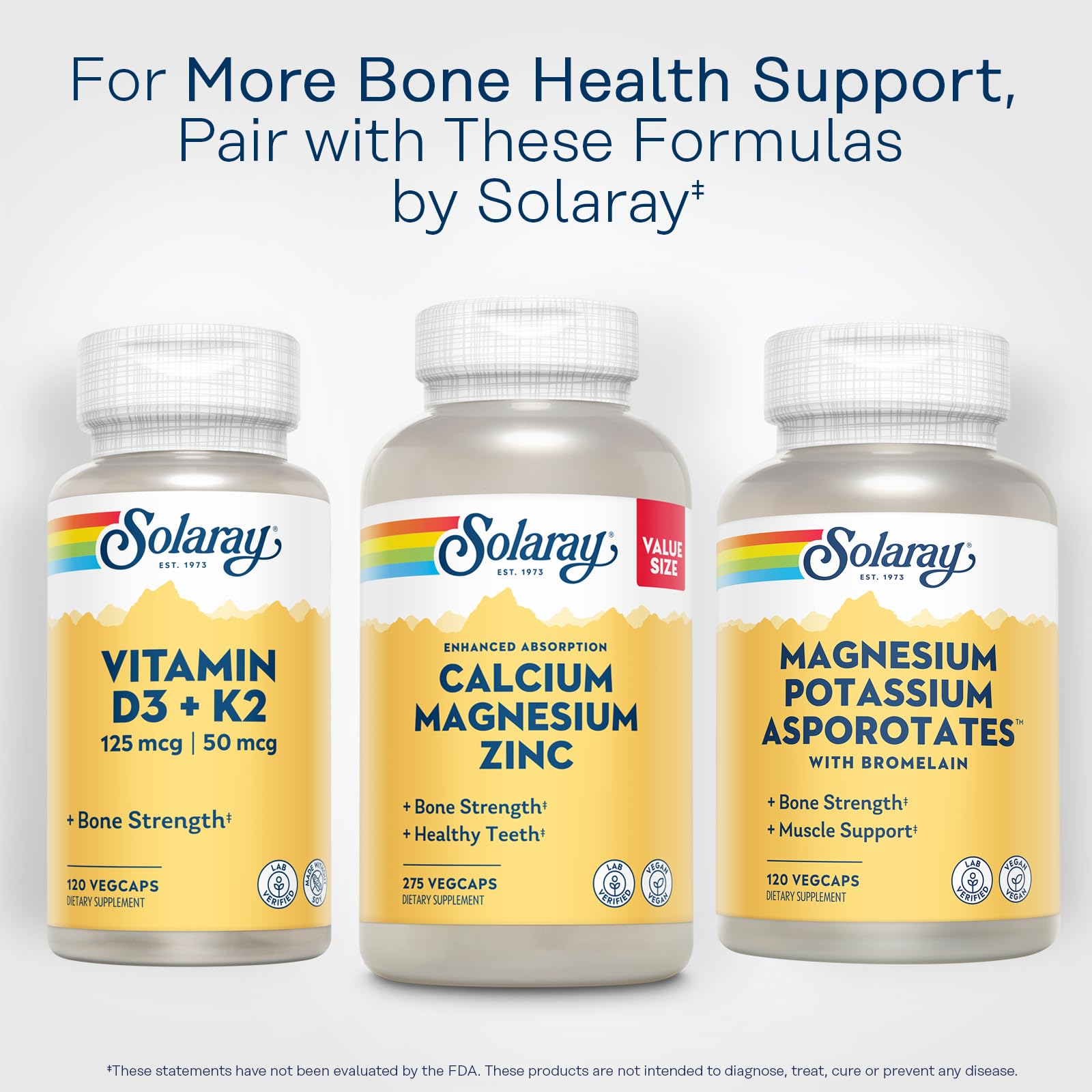 SOLARAY Calcium Magnesium Zinc, 275 VegCaps