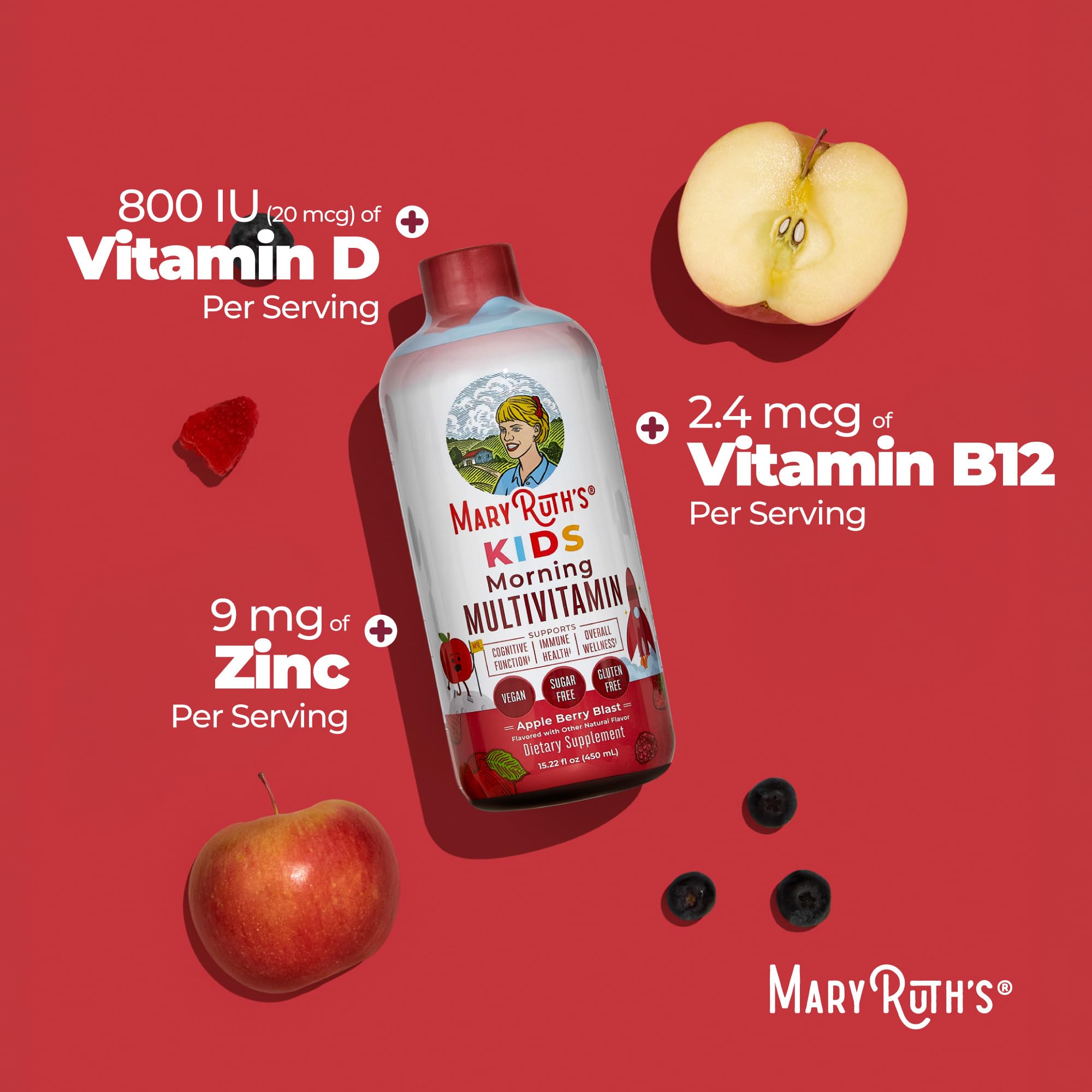 MARYRUTH'S Kids Liquid Morning Multivitamin for Kids, Sugar Free, 15.22oz