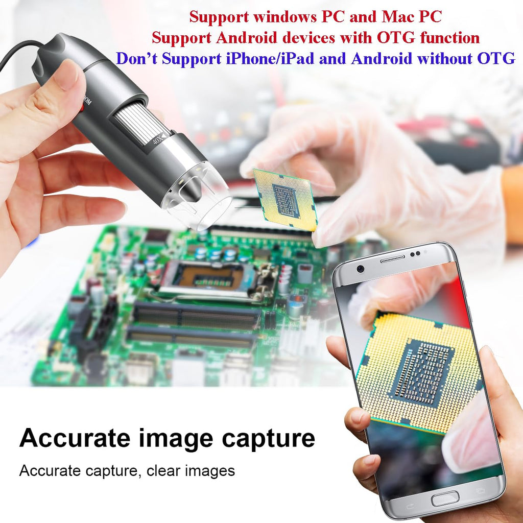 Cainda USB Digital Microscope Compatible with Android Windows Linux Mac