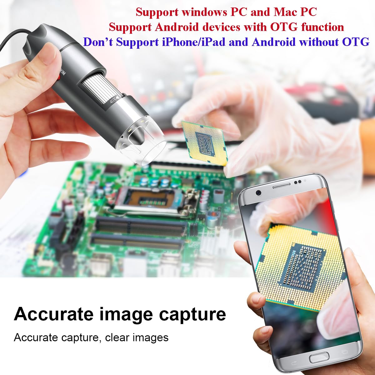 Cainda USB Digital Microscope Compatible with Android Windows Linux Mac