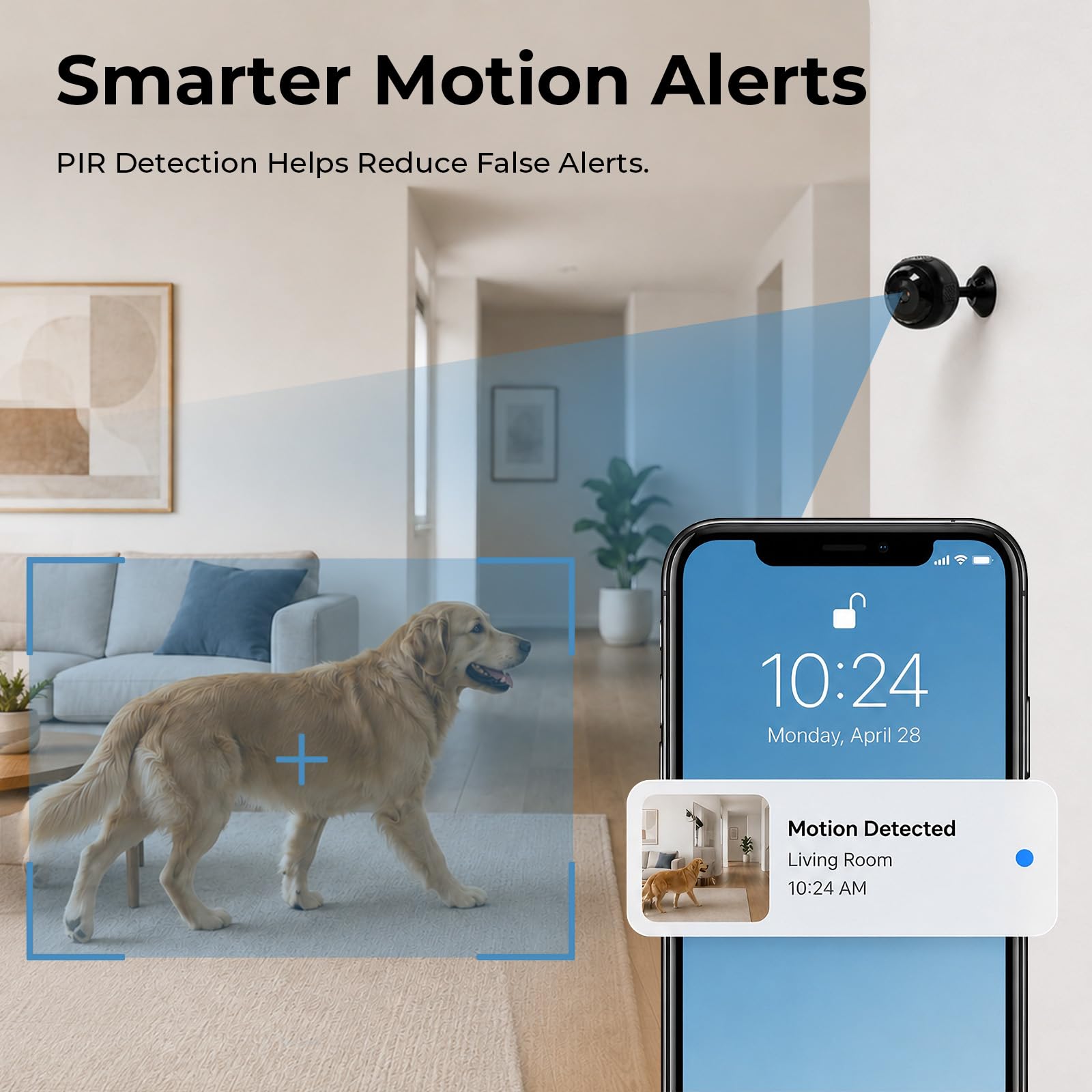 ZOGGCOX 4K Hidden Camera, Mini WiFi Nanny Cam with Motion Detection & Night Vision (Black) | Spy Cam Indoor for Baby Pets Security with App Control