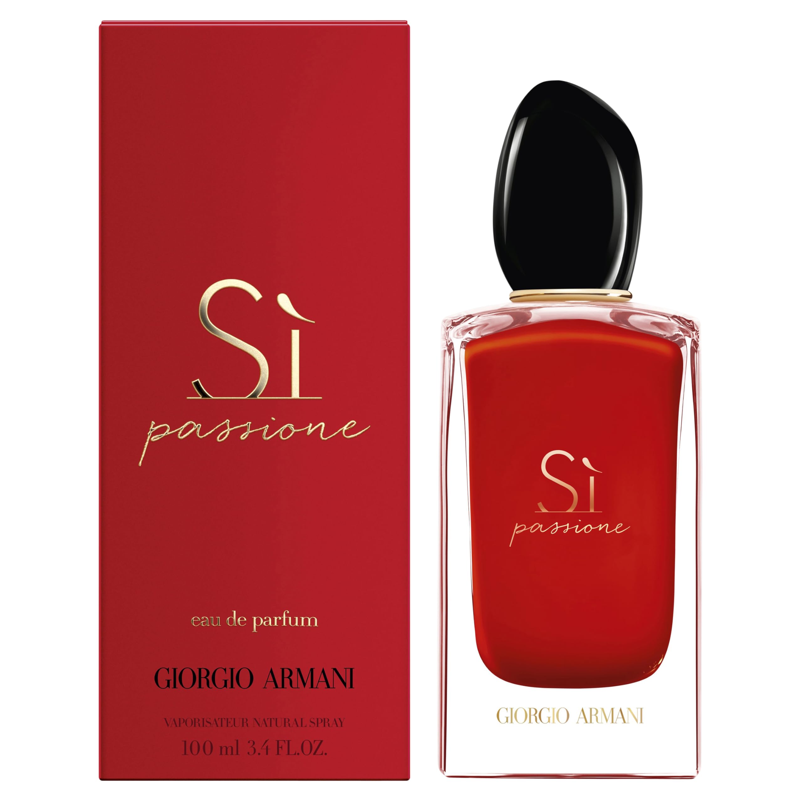 Armani Beauty – Sì Passione – Eau de Parfum – Vanilla Perfume for Women – Floral Citrus Fragrance – Blackcurrant Nectar, Damascena Rose, Black Tea Notes - 3.3 Fl Oz