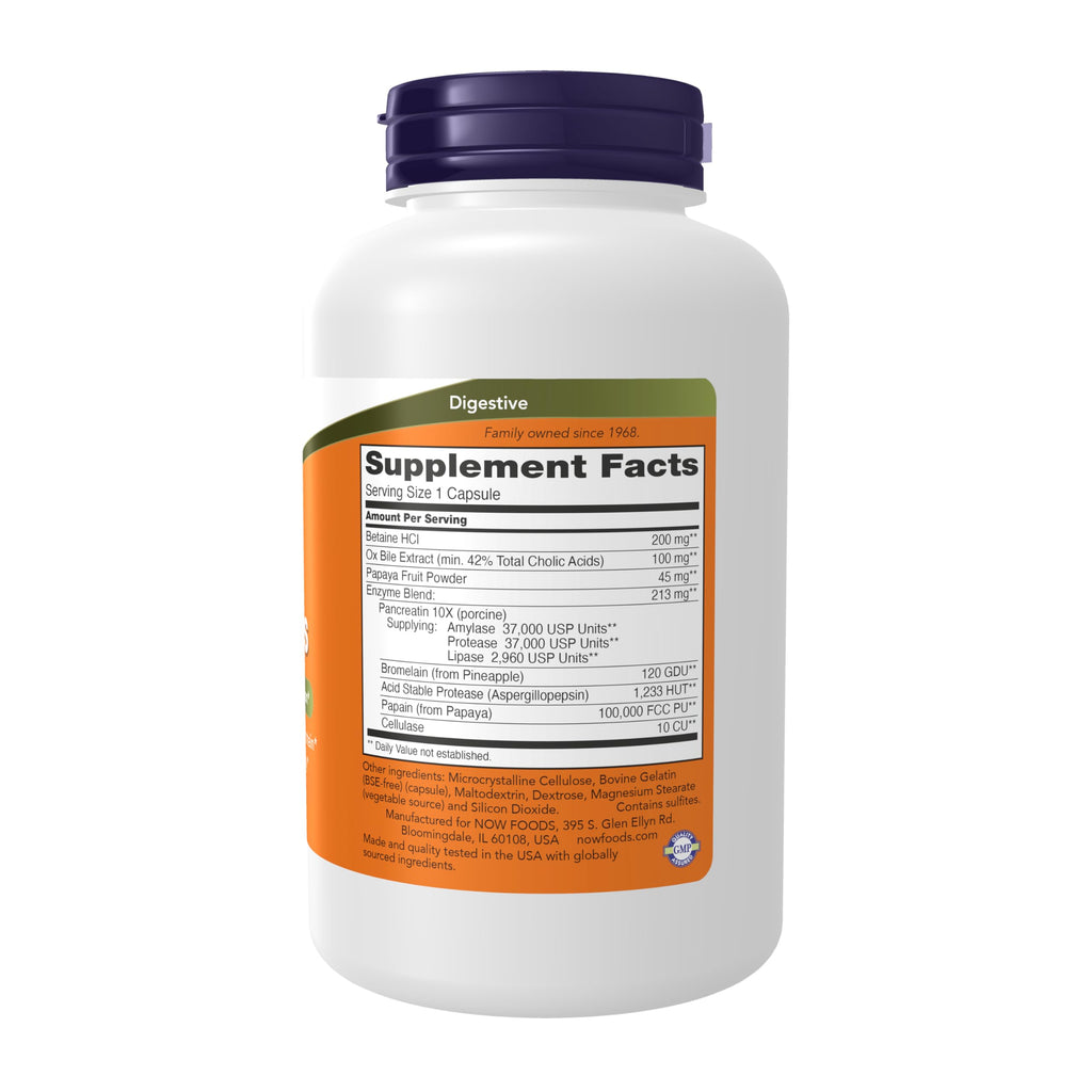 NOW Foods Supplements, Super Enzymes, Formulated with Bromelain, Ox Bile, Pancreatin and Papain,180 Capsules