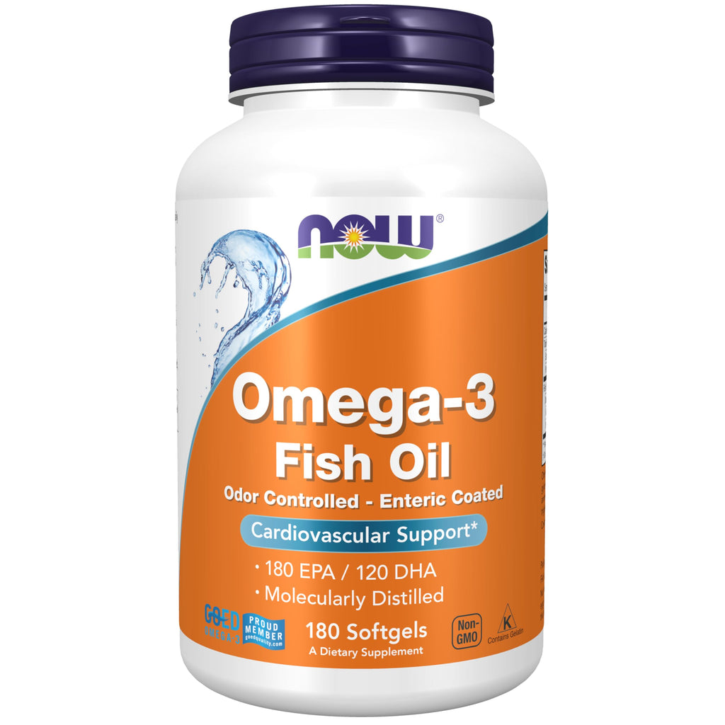NOW Supplements, Omega-3 180 EPA / 120 DHA, Enteric Coated, 180 Softgels