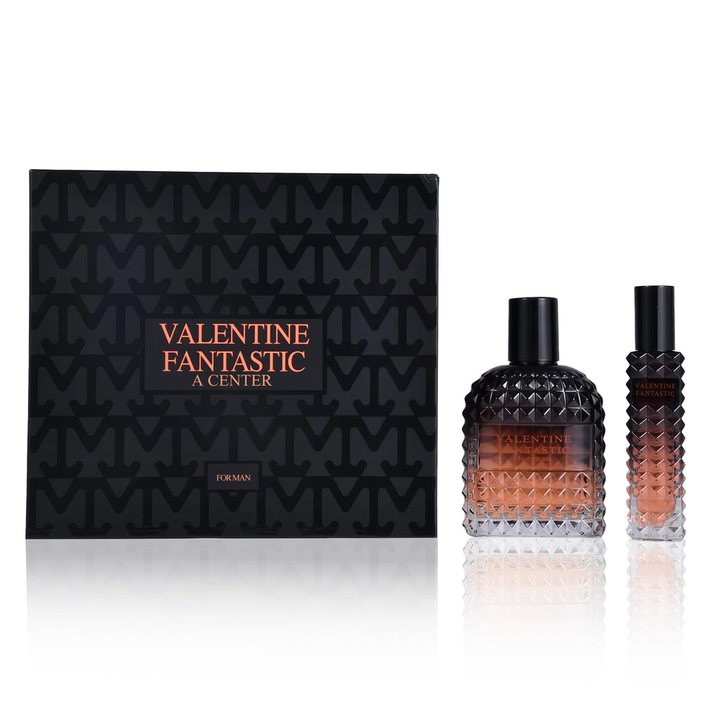 A CENTER Valentine Fantastic Men's Cologne Gift Set 2pcs/100ml&30ml Eau de Parfum Bergamot Cardamom & Brown Sugar Fragrance | Long Lasting Cologne Combo for Him