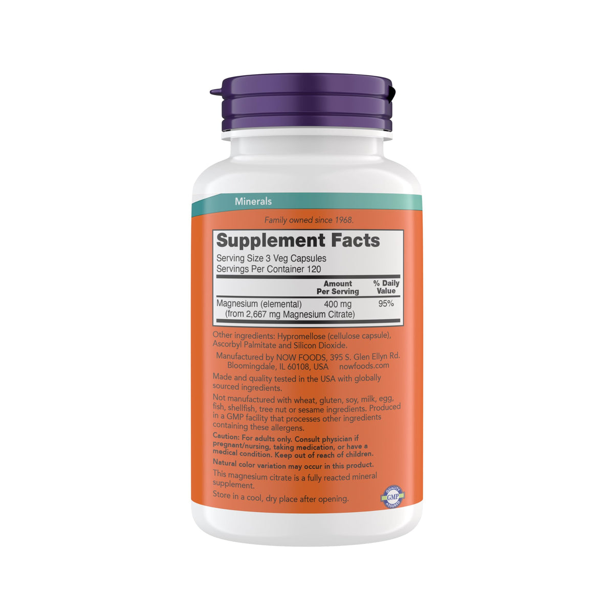 Now Supplements, Magnesium Citrate, Enzyme Function, Critical for Enzyme Function, Gluten Free, Vegan, Kosher, Non-GMO 360 Vegetarian Capsules