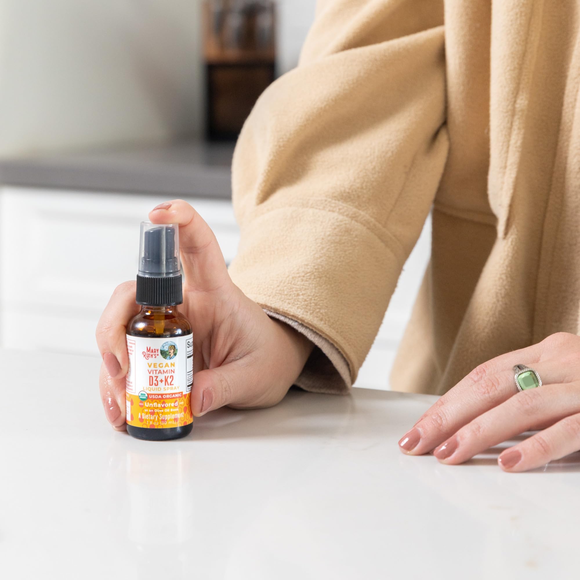 MaryRuth's Vitamin D3 + K2 Spray for Adults & Kids for Bone Health, 1 Fl Oz