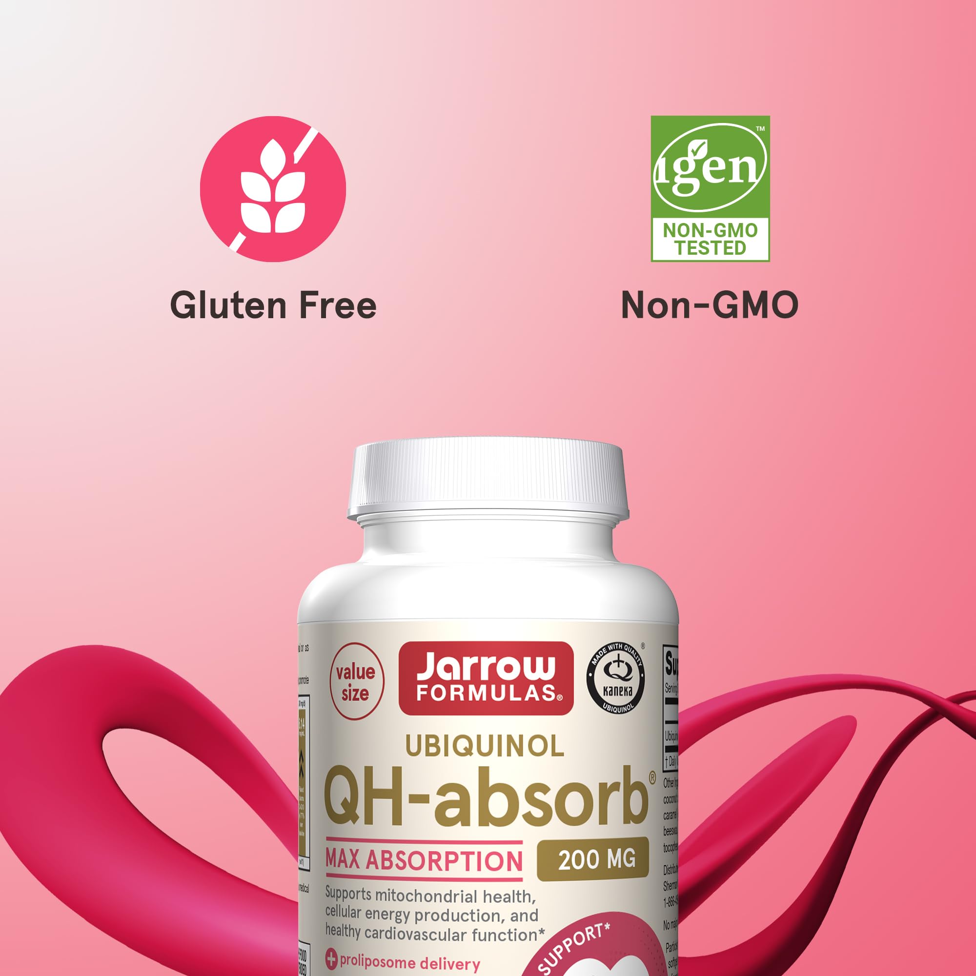 Jarrow Formulas QH-Absorb 200 mg - Active Antioxidant Form of Co-Q10 - Dietary Supplement - Supports Mitochondrial Energy Production & Cardiovascular Health - 90 Softgels