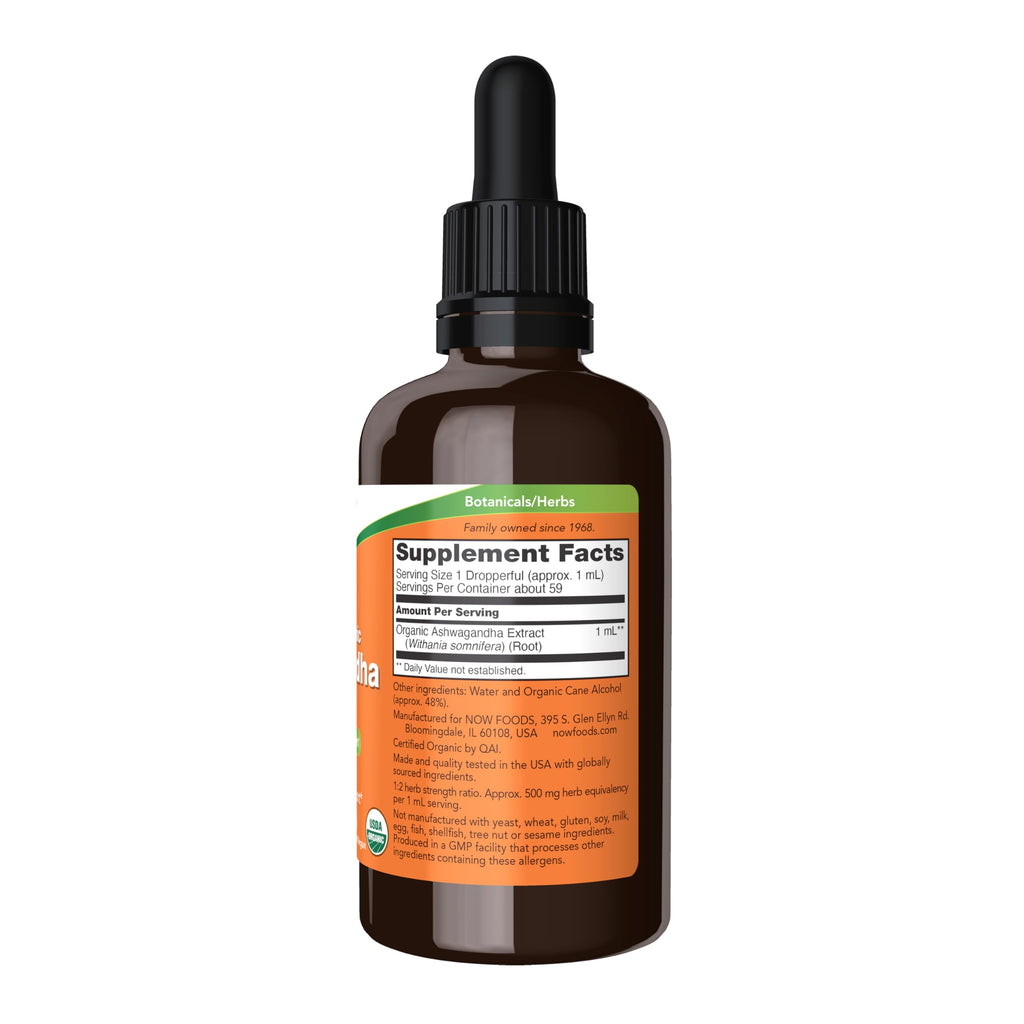 NOW Supplements, Organic Ashwagandha Liquid Extract, 2 fl. oz