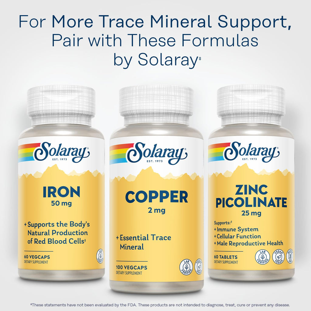 Solaray Copper 2mg, Essential Trace Mineral Pills, 100 Vegan Capsules