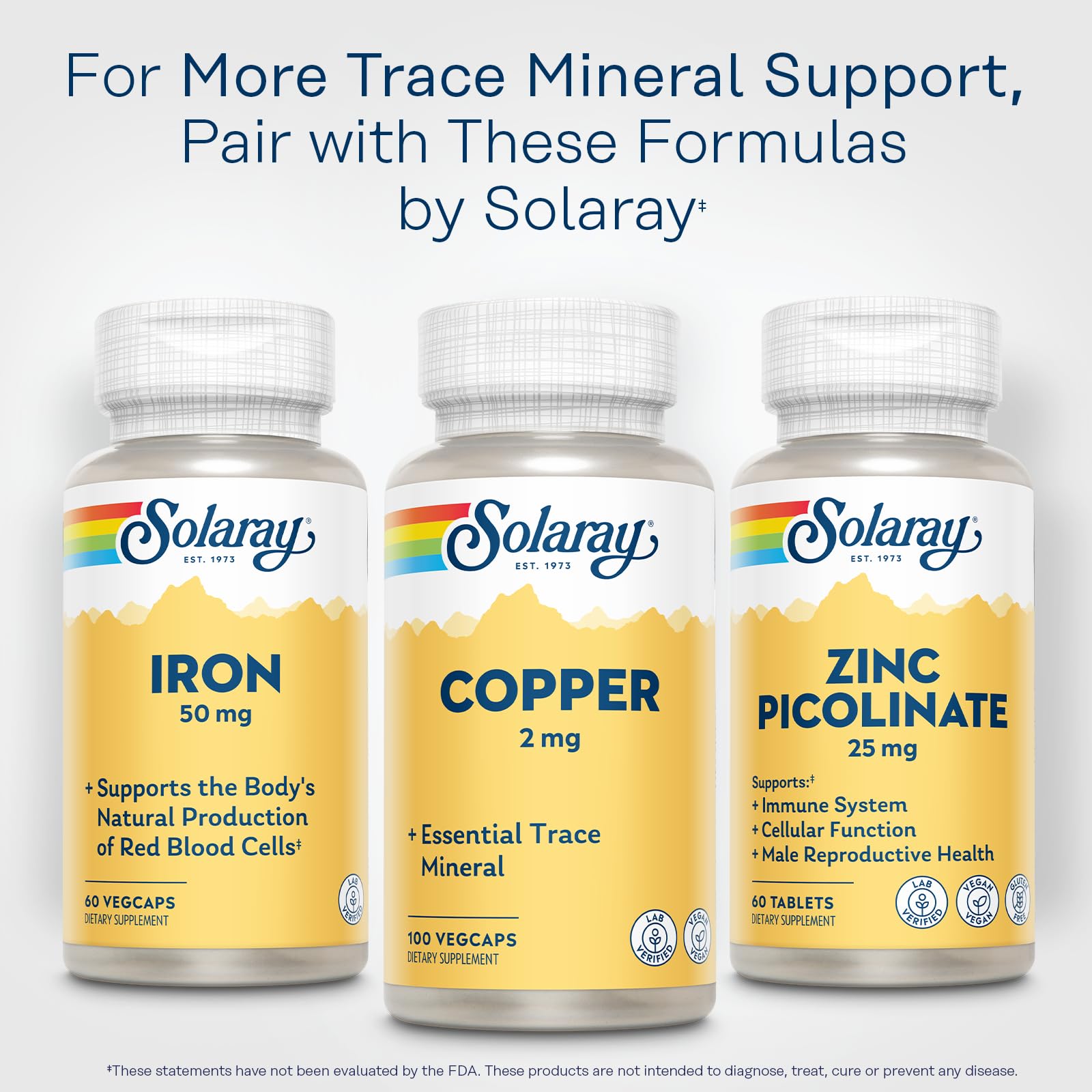 Solaray Copper 2mg, Essential Trace Mineral Pills, 100 Vegan Capsules