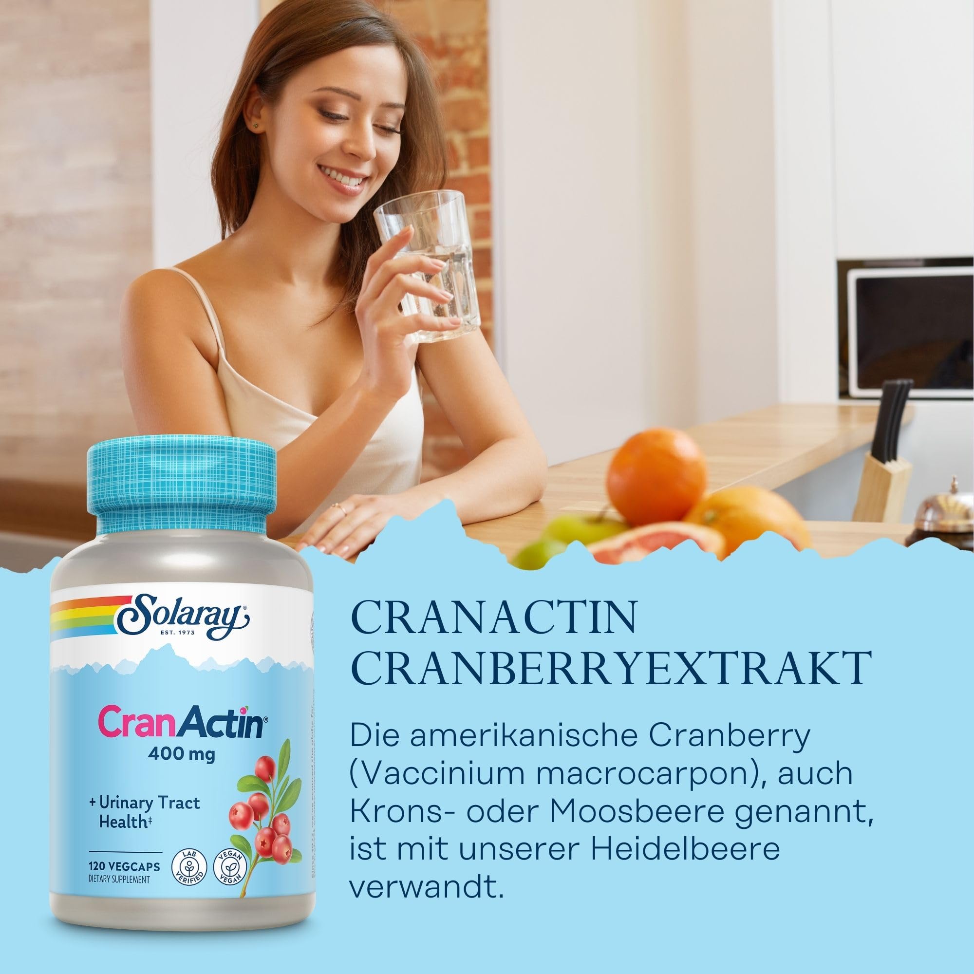 SOLARAY CranActin Cranberry Extract 400 mg, 120 VegCaps