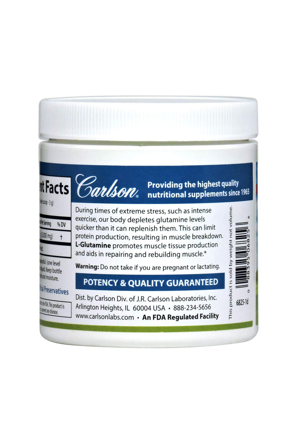 Carlson L-Glutamine Powder, 3 g (3000 mg), 3.53 oz (100 g)