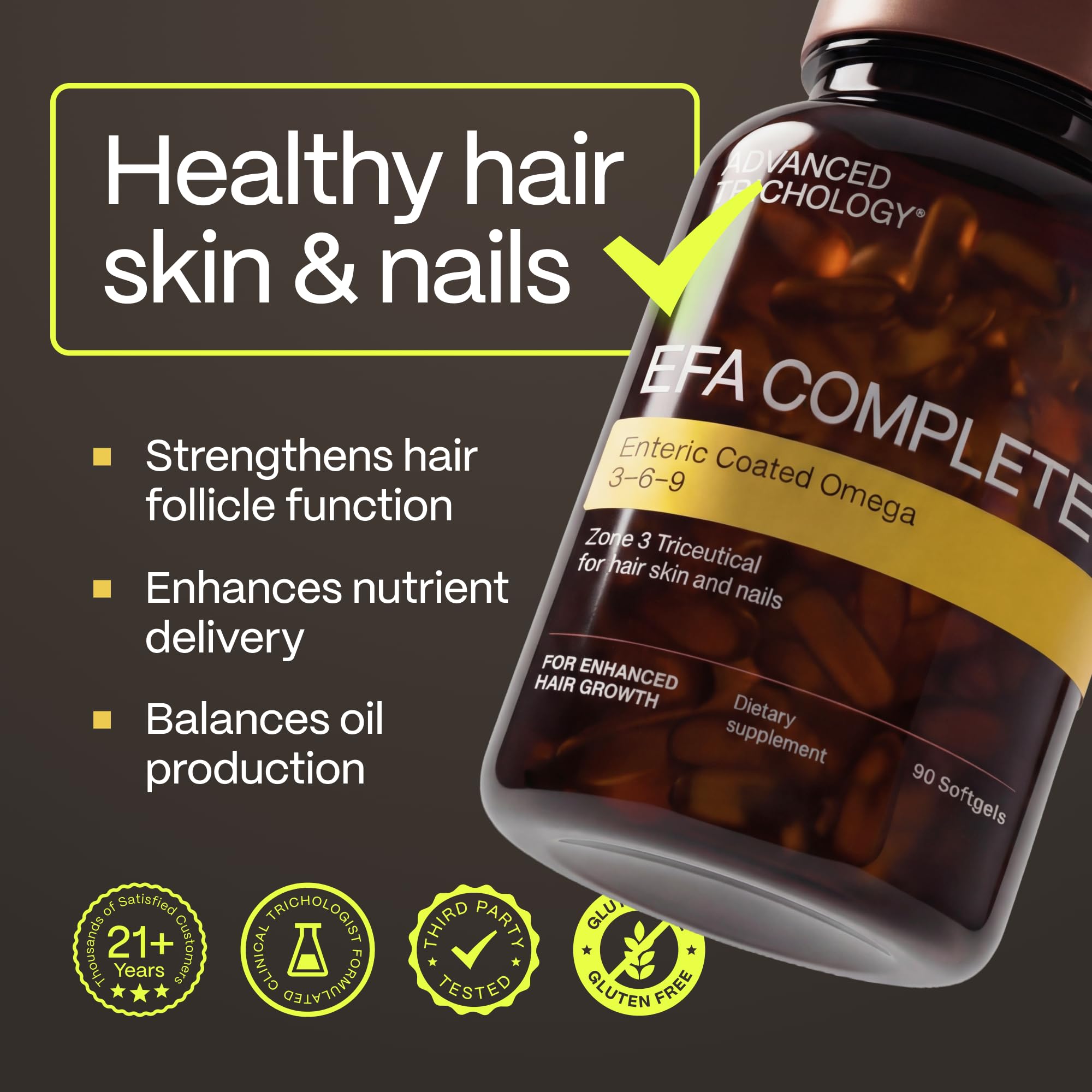 EFA Complete with Optimal Omega 3 6 9 Levels of Potency Flax Oil, Fish Oil, Borage Oil, and Evening Primrose Oil 800mgs (90count) 3rd Party Tested - High in GLA and 369 Omegas