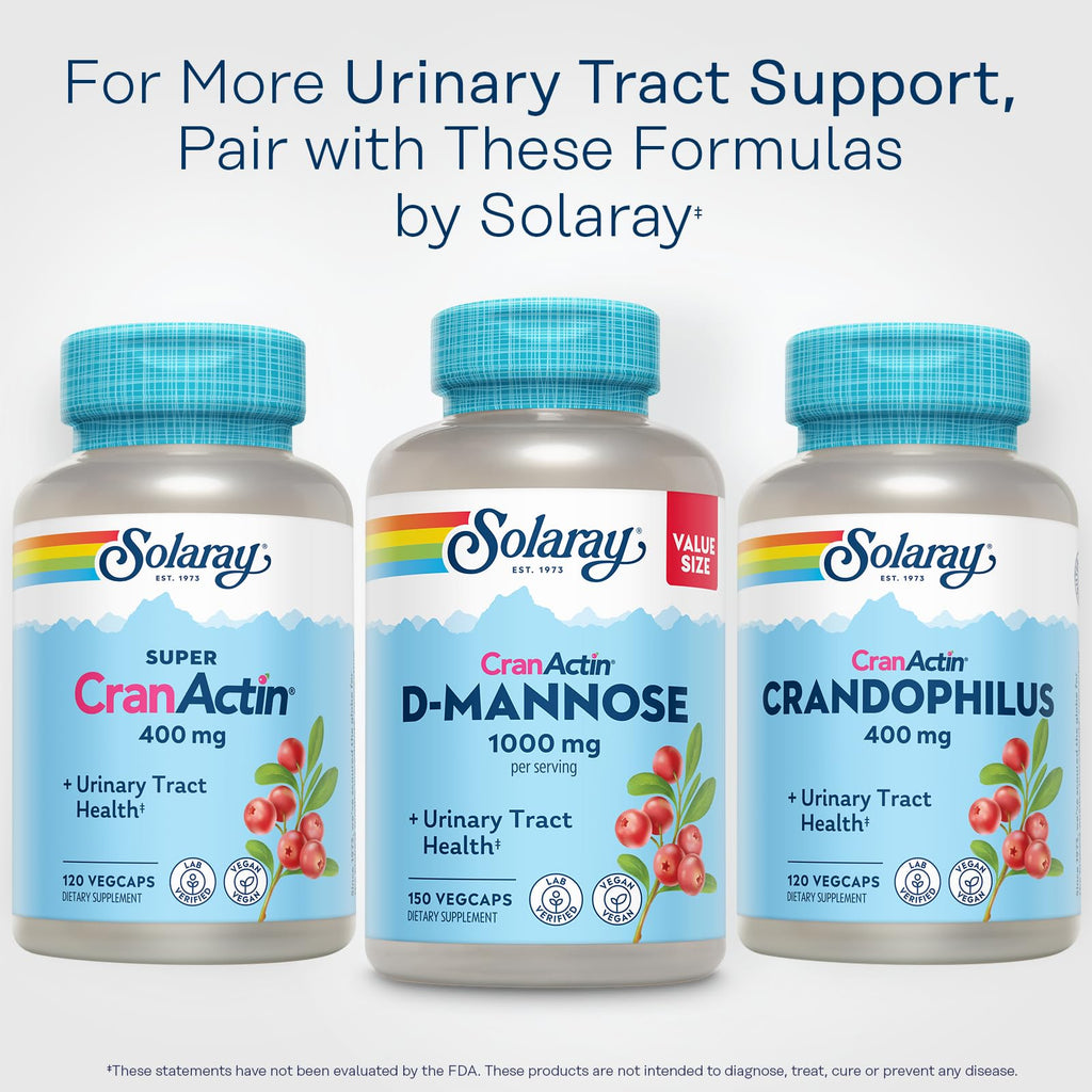 SOLARAY D-Mannose with CranActin Cranberry 400 mg, 150 VegCaps
