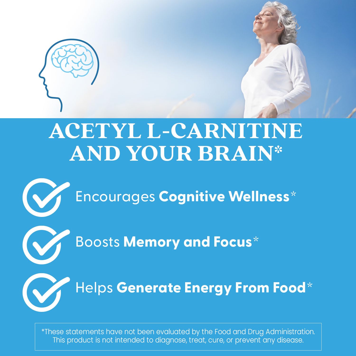 Doctors Best Acetyl-L-Carnitine 1000 mg Per Serving - Acetyl L Carnitine Supplement for Men & Women, Supports Brain & Nerve Cell Function, Mental Focus, Helps Generate Cellular Energy - 120 Veg Caps