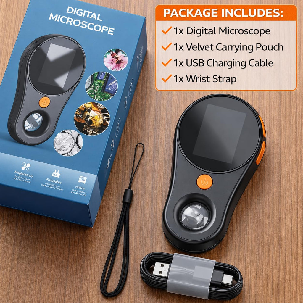 Digital Microscope 500x with 2.0" IPS Screen, Magnifying Glass, Coin Microscope, Trichome Microscope, USB Connection, Ideal for Electronics, Jewelry, Coin Collectors and Kids