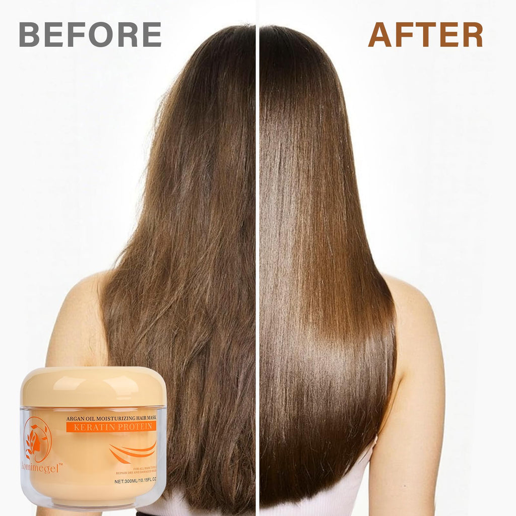 Aomimegel Collagen Repair Hair Mask & Argan Oil Set, 10.15 fl oz + 2 fl oz