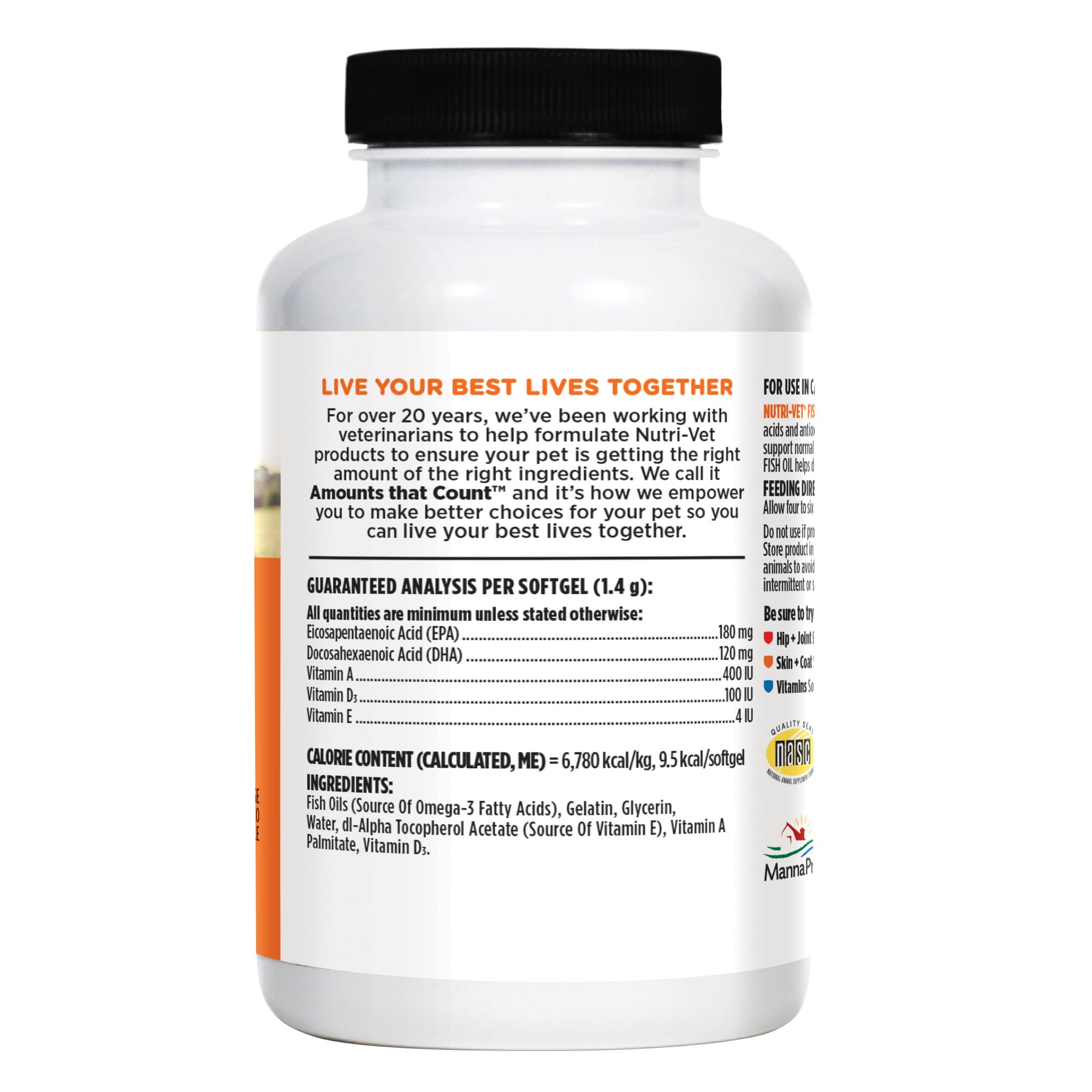 Nutri-Vet Fish Oil for Dogs, Omega 3 Skin Support, EPA & DHA, 100 Count