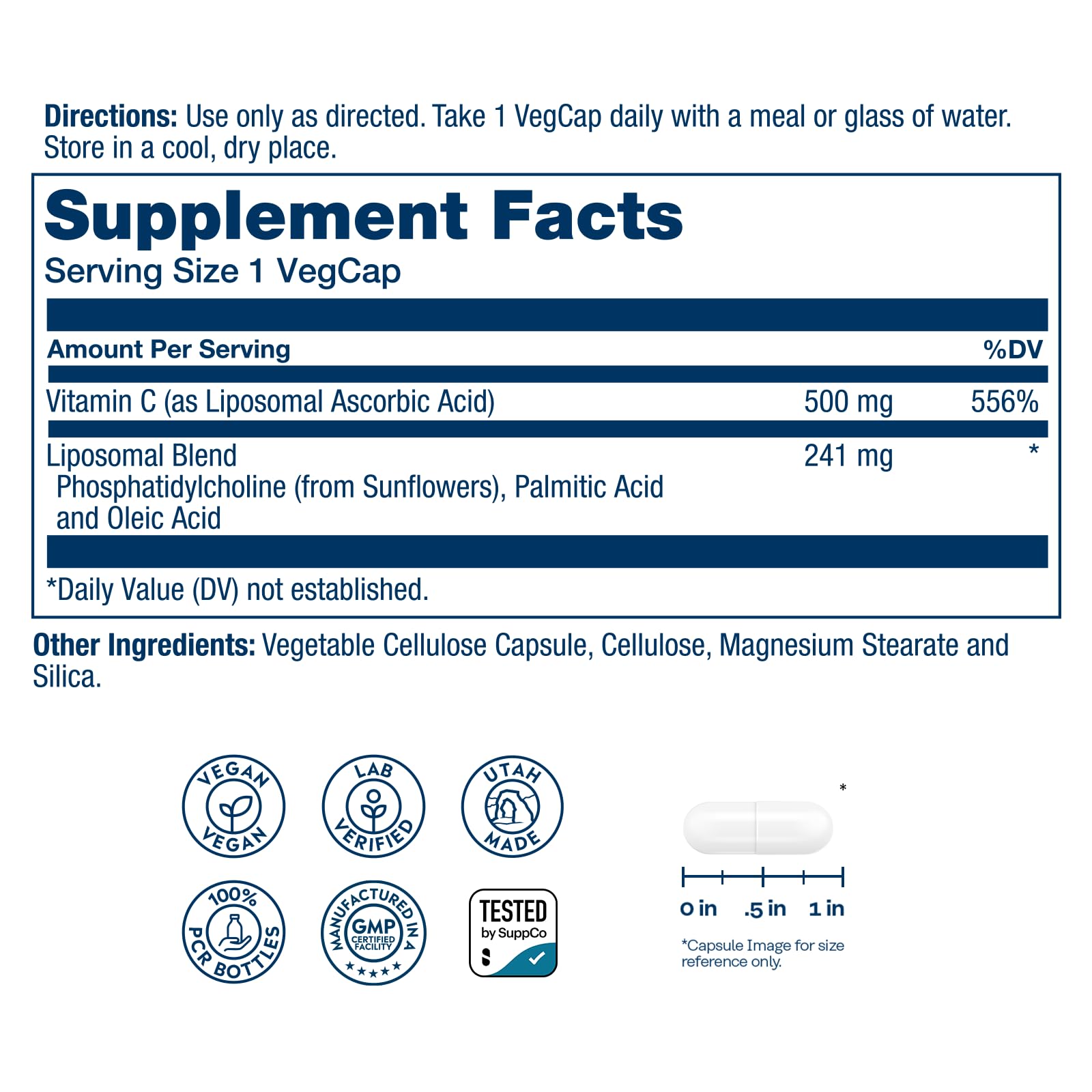SOLARAY Liposomal Vitamin C 500 mg, 100 VegCaps