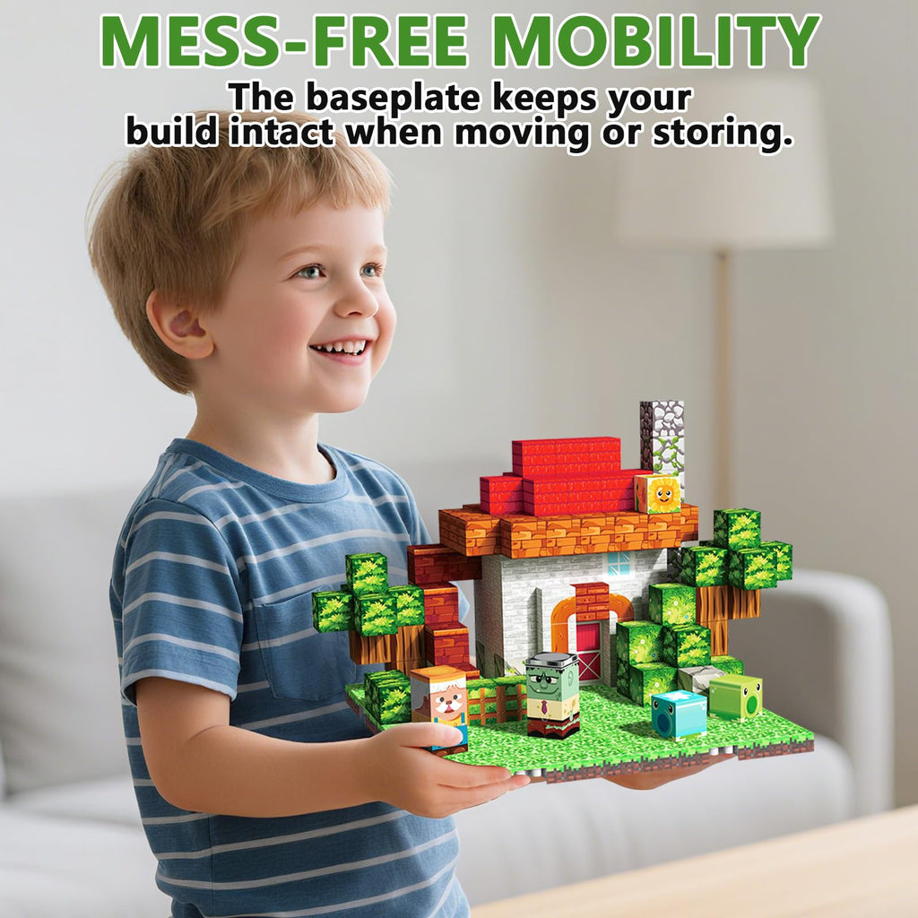 Youngyes Magnetic Blocks Baseplate - Magnet Toys for Kids, 4PCS, Grassland