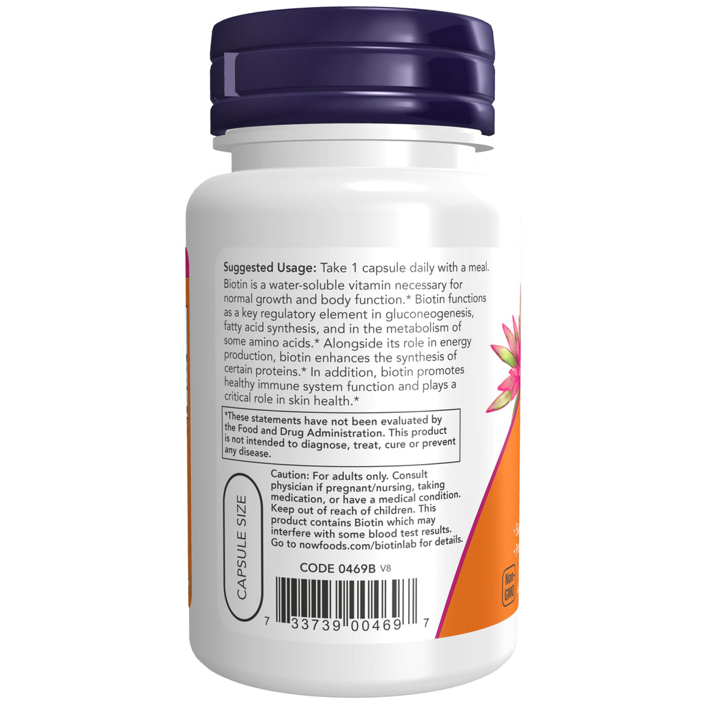 NOW Supplements, Biotin 1,000 mcg, 100 Veg Caps