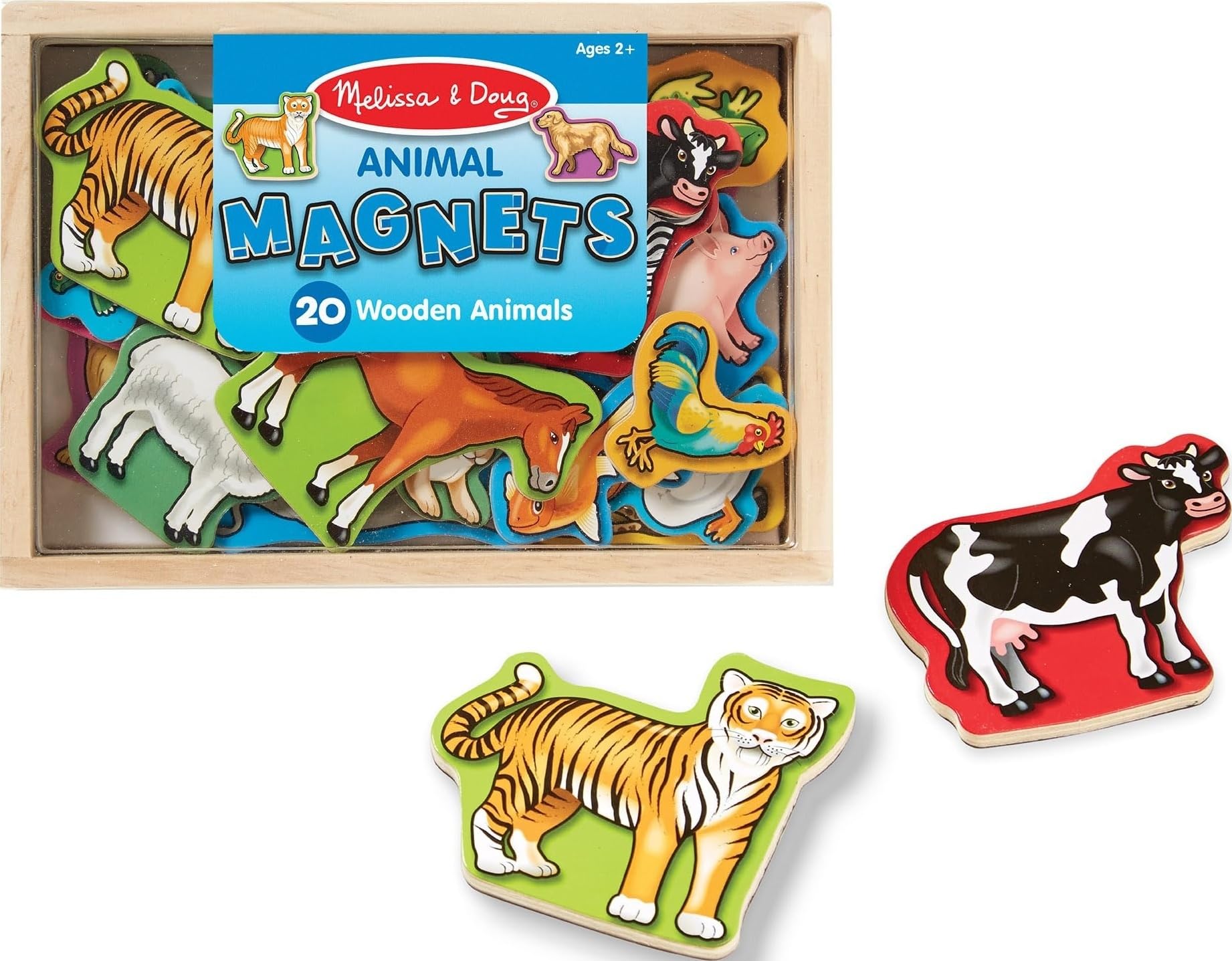 Melissa & Doug Wooden Animal Magnets Set (20 Pieces) – Farm, Zoo & Pet Fridge Magnets in Storage Box – Montessori Preschool Learning Toys for Toddlers & Kids Ages 2+ - FSC-Certified