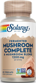 SOLARAY Fermented Mushroom Complete - Organic Chaga, Reishi, Shiitake, Cordyceps, Turkey Tail Mushroom and Lions Mane Supplement Capsules - 8 Mushroom Supplement - Non-GMO, 30 Servings, 60 VegCaps
