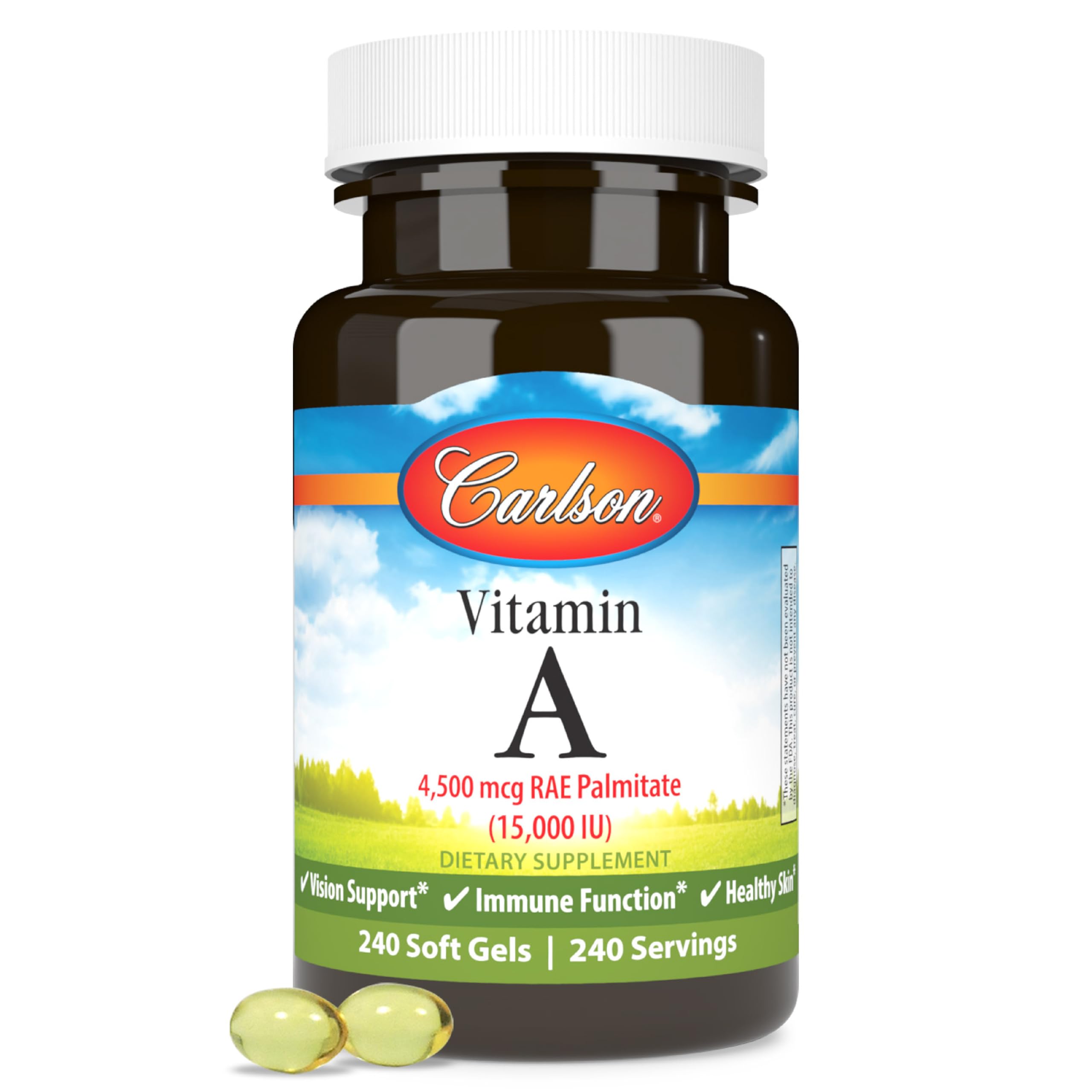 Carlson Vitamin A, 15000 IU, Palmitate (4500 mcg RAE), 240 Softgels
