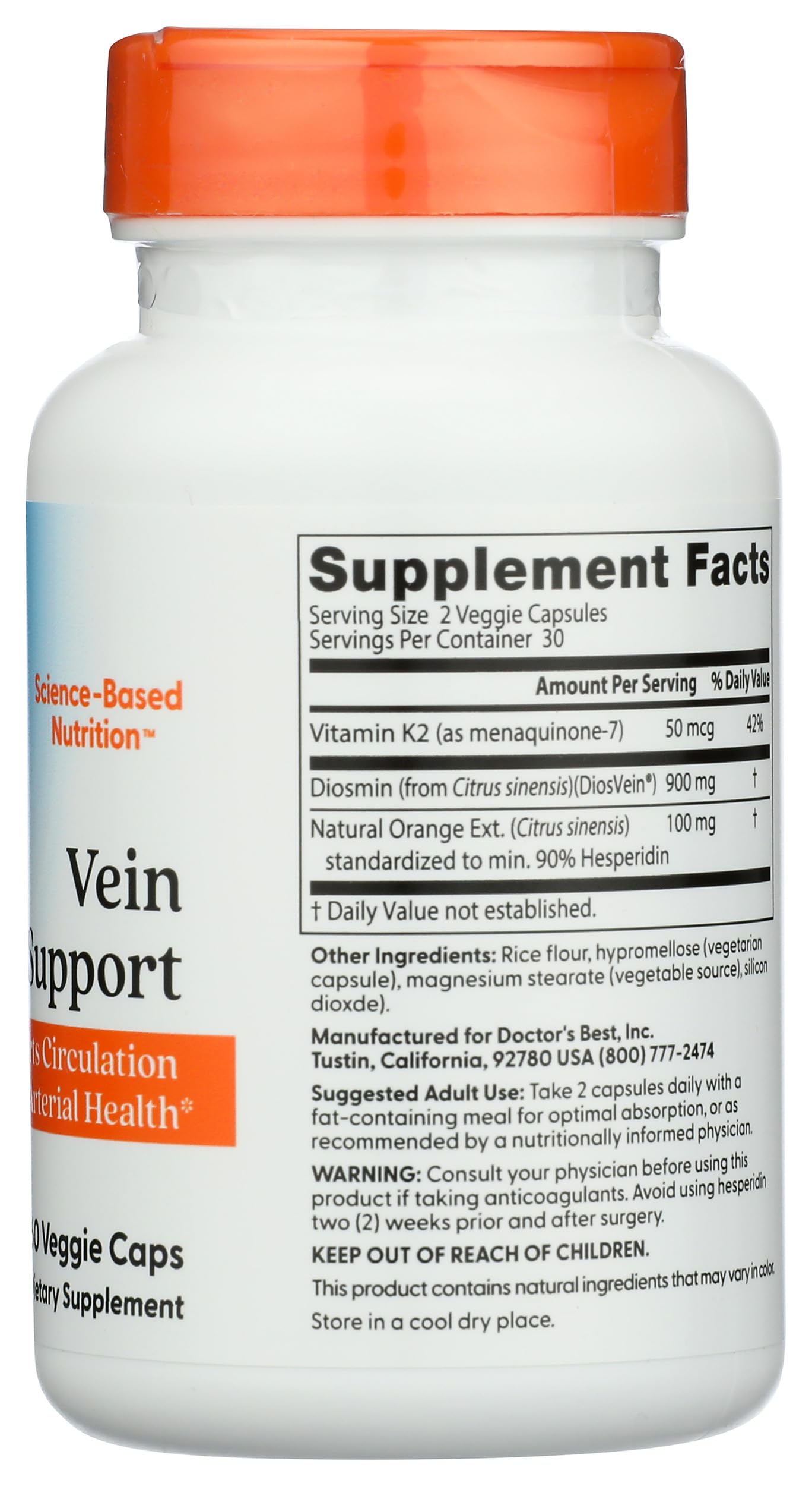 DOCTORS BEST Vein Support Featuring DiosVein & MenaQ7, 60 CT