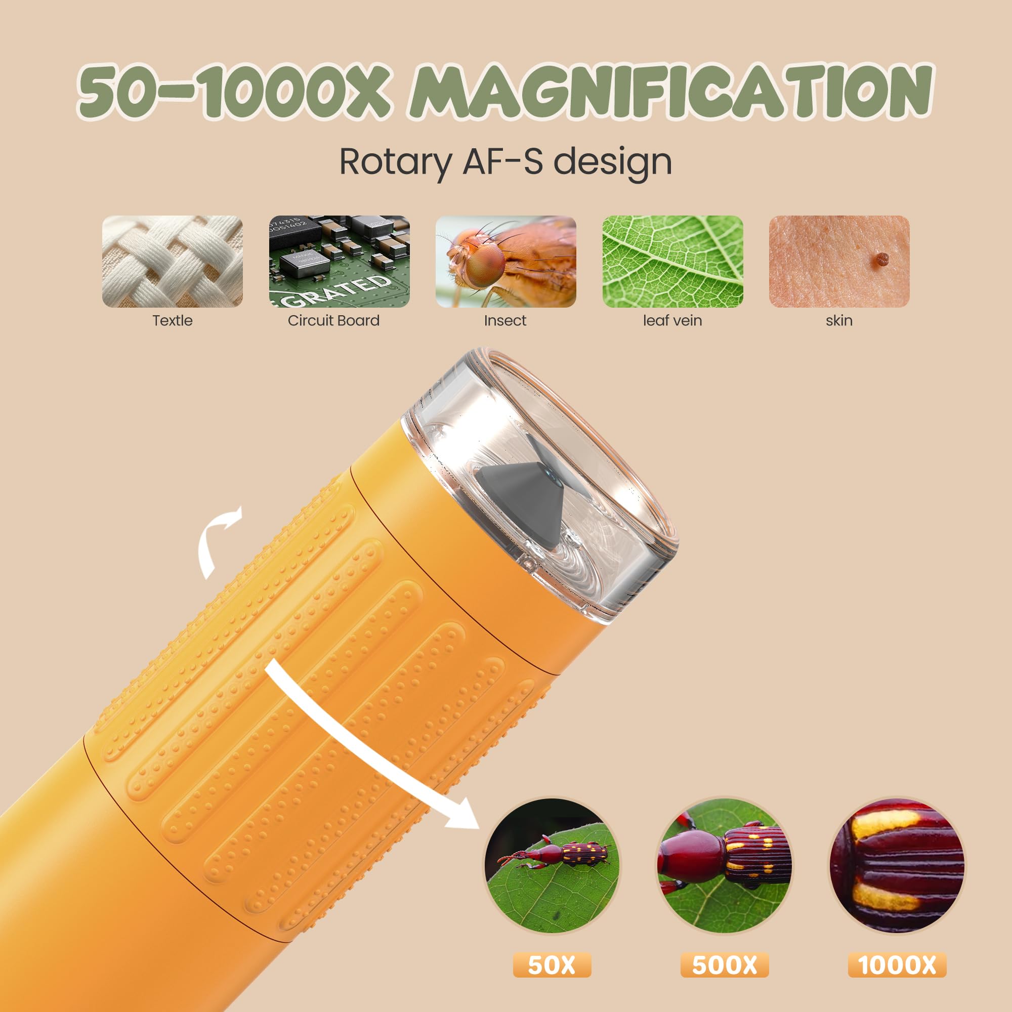 1000X Portable Handheld Digital Microscope for Kids with HD2.0 IPS Screen