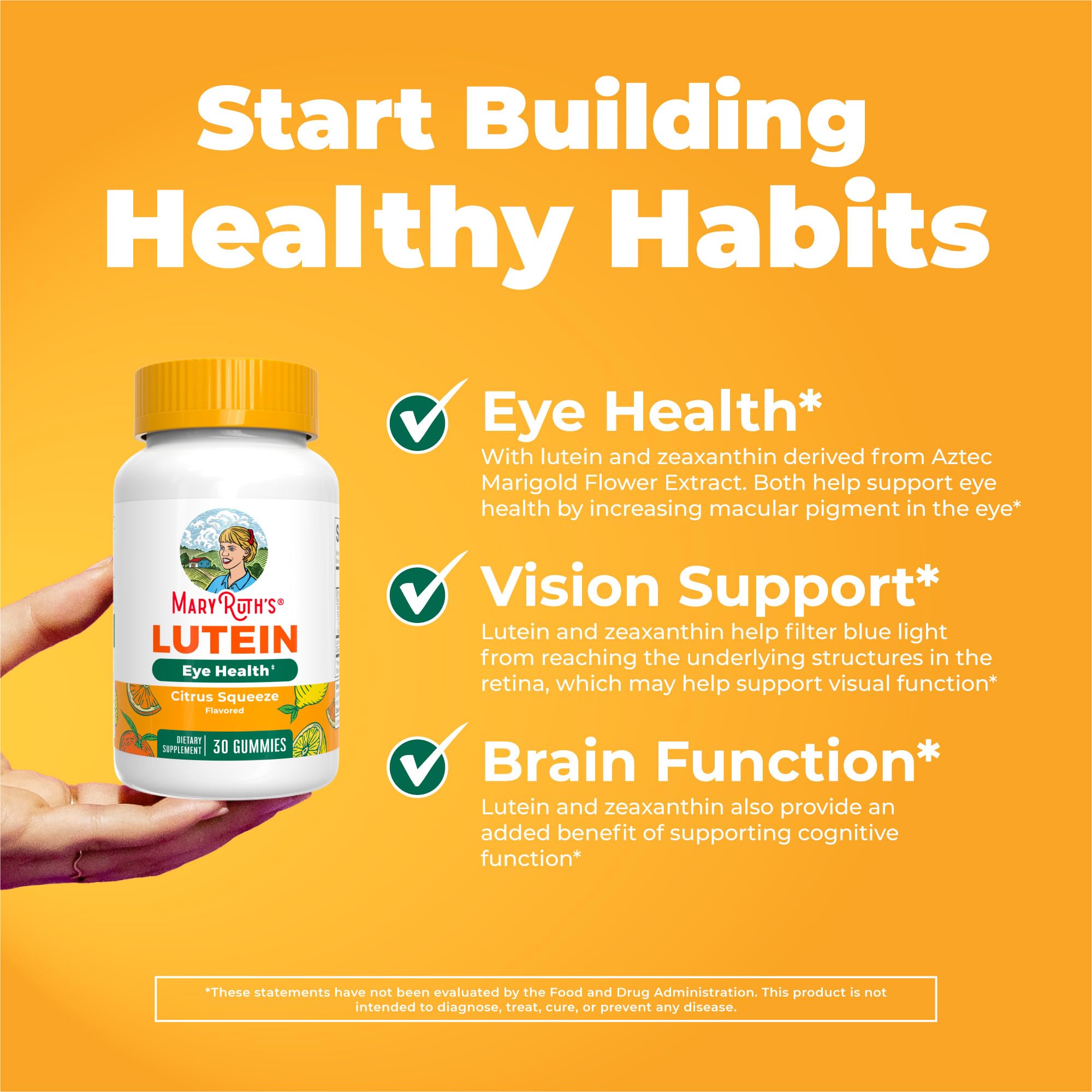 MARYRUTH'S Lutein Gummies with Zeaxanthin, 30 Count, Eye Health