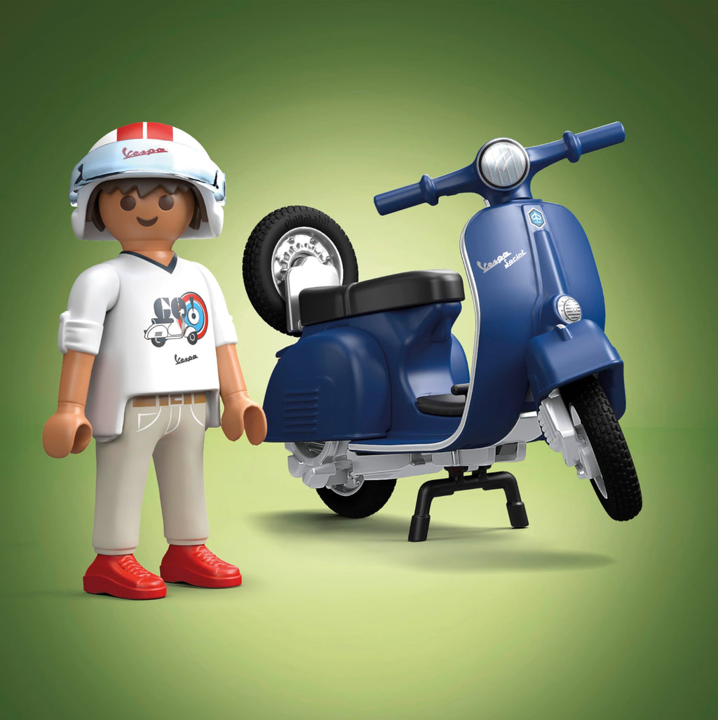 PLAYMOBIL Cars 71622 1969 Vespa 150 Sprint Veloce, Blue, Faithful Model for Collectors and Fans, Includes Versatile Accessories and Detachable Spare Wheel